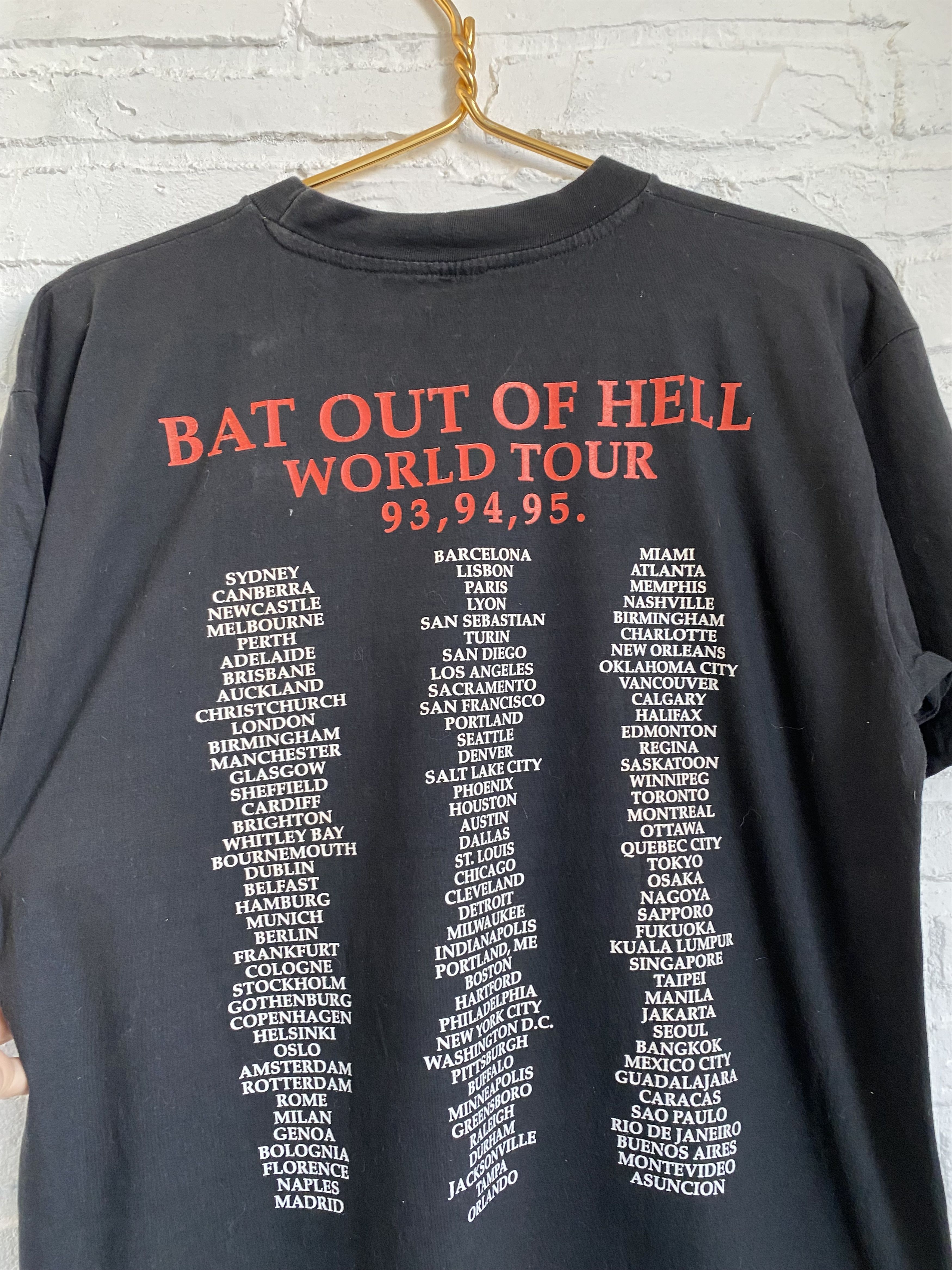 Band Tees × Vintage Vintage 90s Meat Loaf bat out of hell tour t-shirt Size US L / EU 52-54 / 3 - 8 Thumbnail