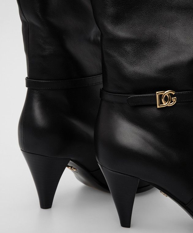 Dolce & Gabbana o1y0925 Cone Heel Boots in Black Size US 4 / IT 34 - 5 Thumbnail