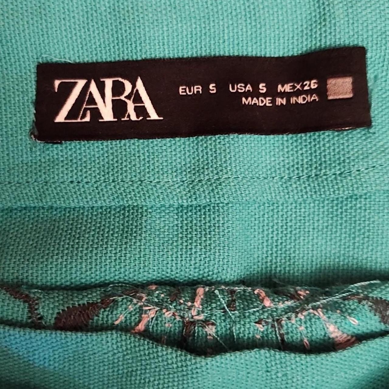 Zara Zara sz s Turquoise floral mini skirt glass beading sequins Size 26" / US 2 / IT 38 - 6 Thumbnail
