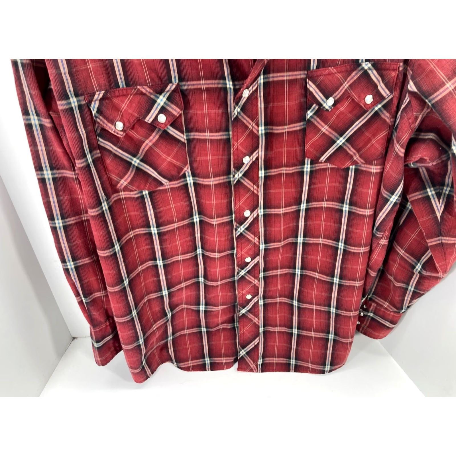 Wrangler Wrangler Western Shirt Mens 2XL Red Plaid Pearl Snap Front Cowboy Long Sleeve Shirt Size US XXL / EU 58 / 5 - 5 Thumbnail