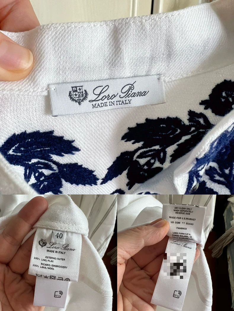 Loro Piana LORO PIANA Blue and white porcelain embroidered linen dres Size S / US 4 / IT 40 - 8 Thumbnail