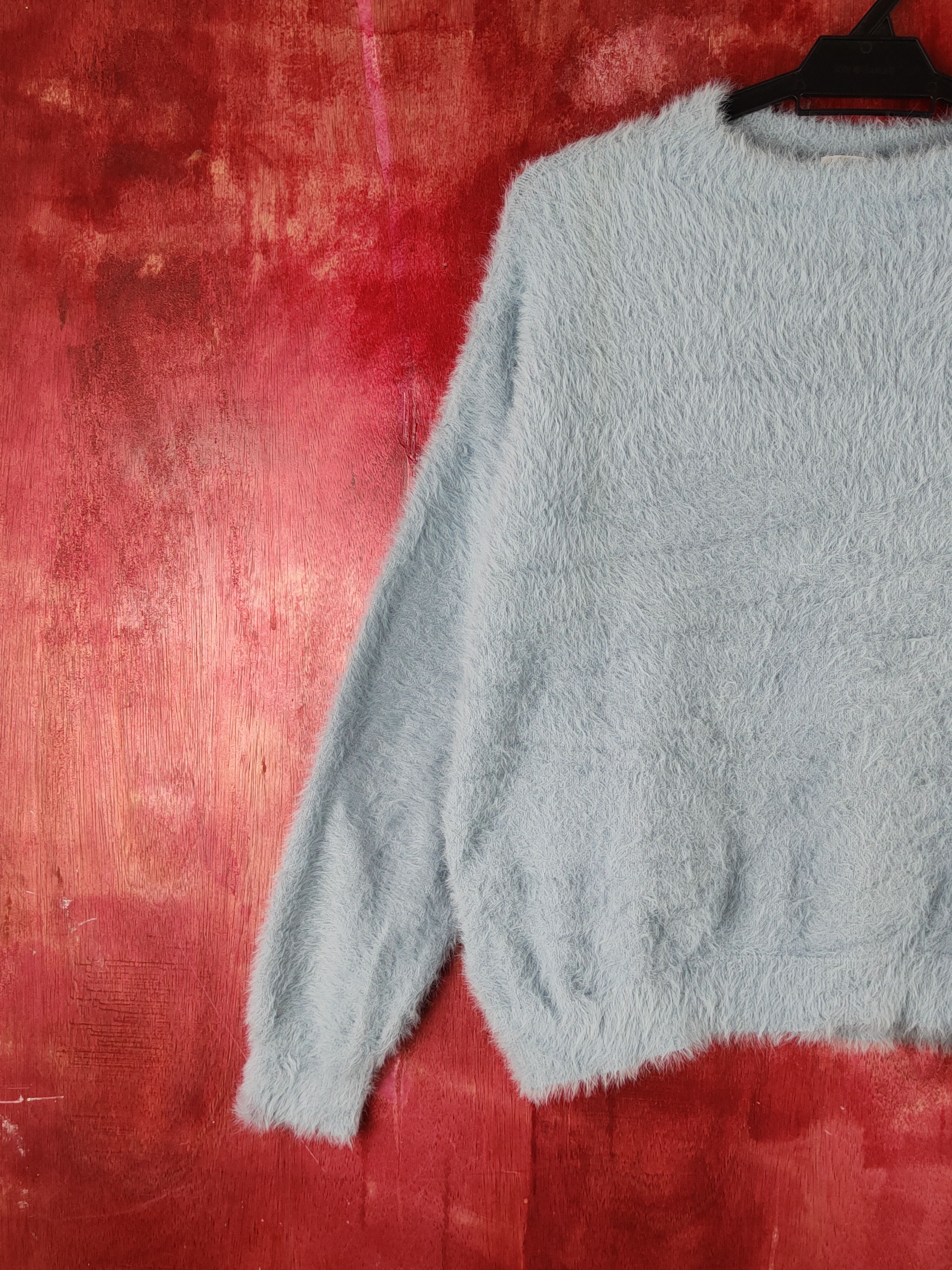Homespun Knitwear Esseme Blue Shag Shaggy Fur Mohair Knitwear #S1969 Size L / US 10 / IT 46 - 3 Thumbnail