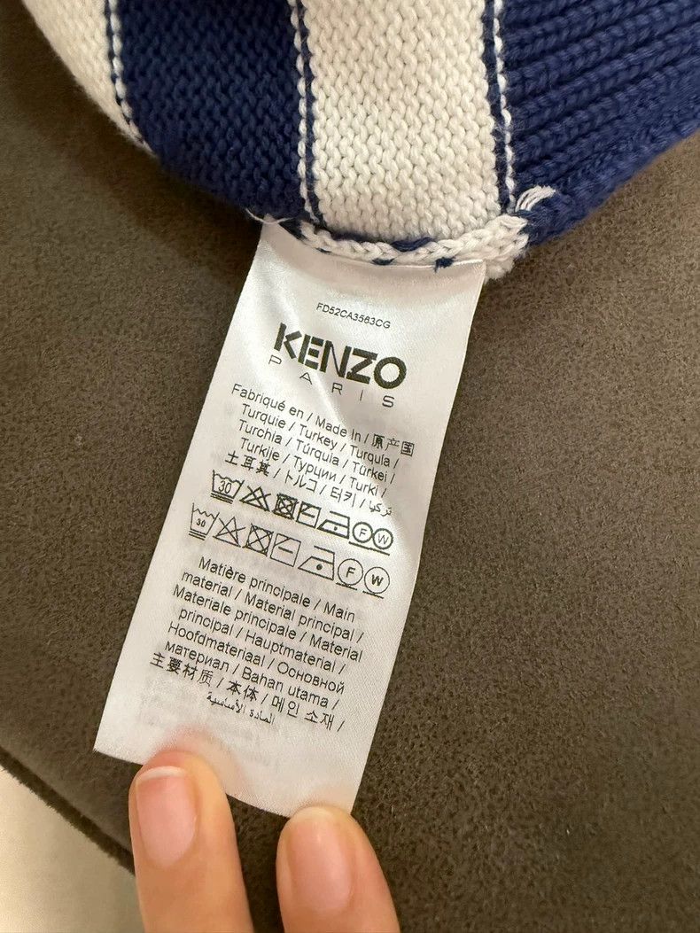 Kenzo KENZO V-neck blue and white striped knit cardigan Size L / US 10 / IT 46 - 3 Thumbnail