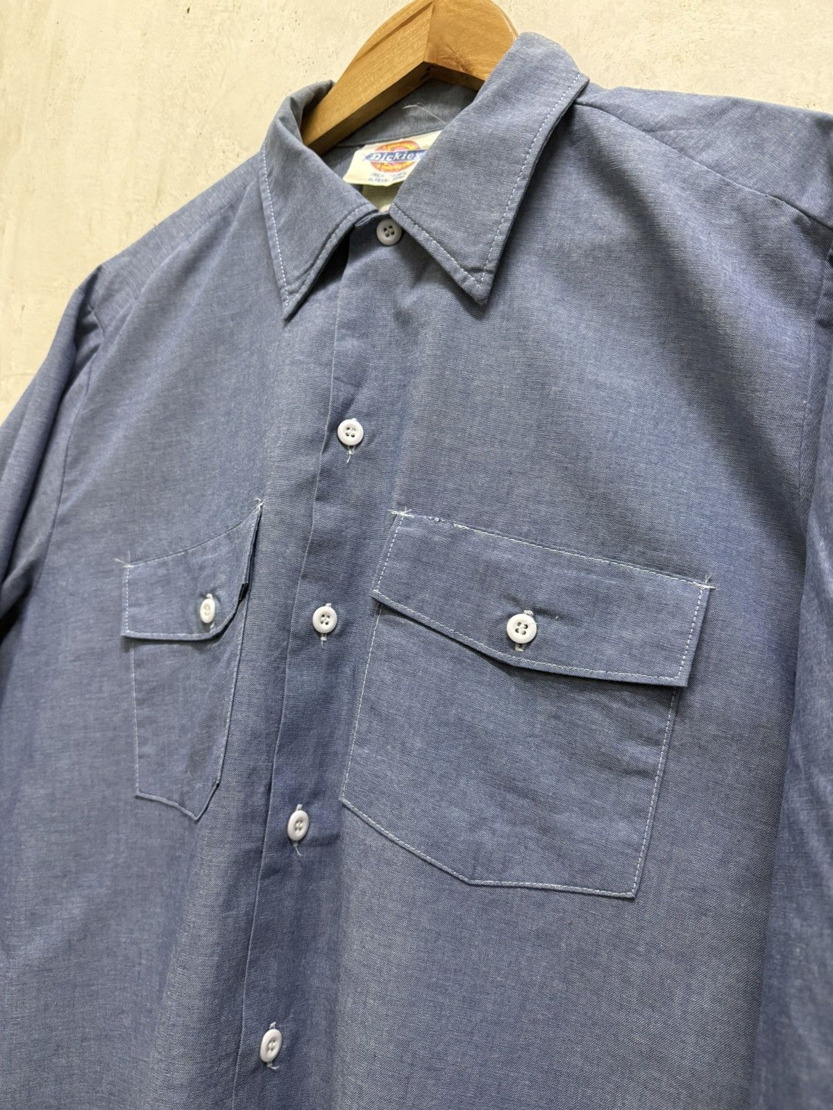 Dickies Vintage 80s Dickies Chambray Mechanic Work Button LS Shirt Size US XL / EU 56 / 4 - 6 Thumbnail