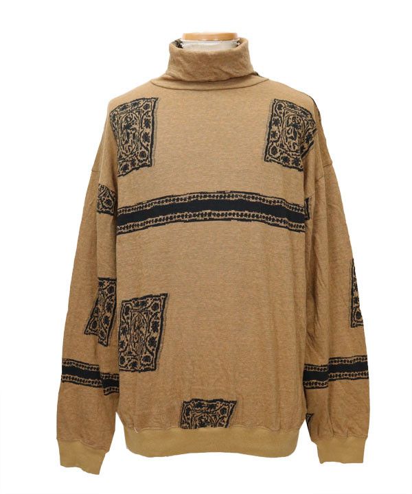 image of Kapital Coptic High Neck Long Sleeve T-Shirt in Gold, Men's (Size Small)