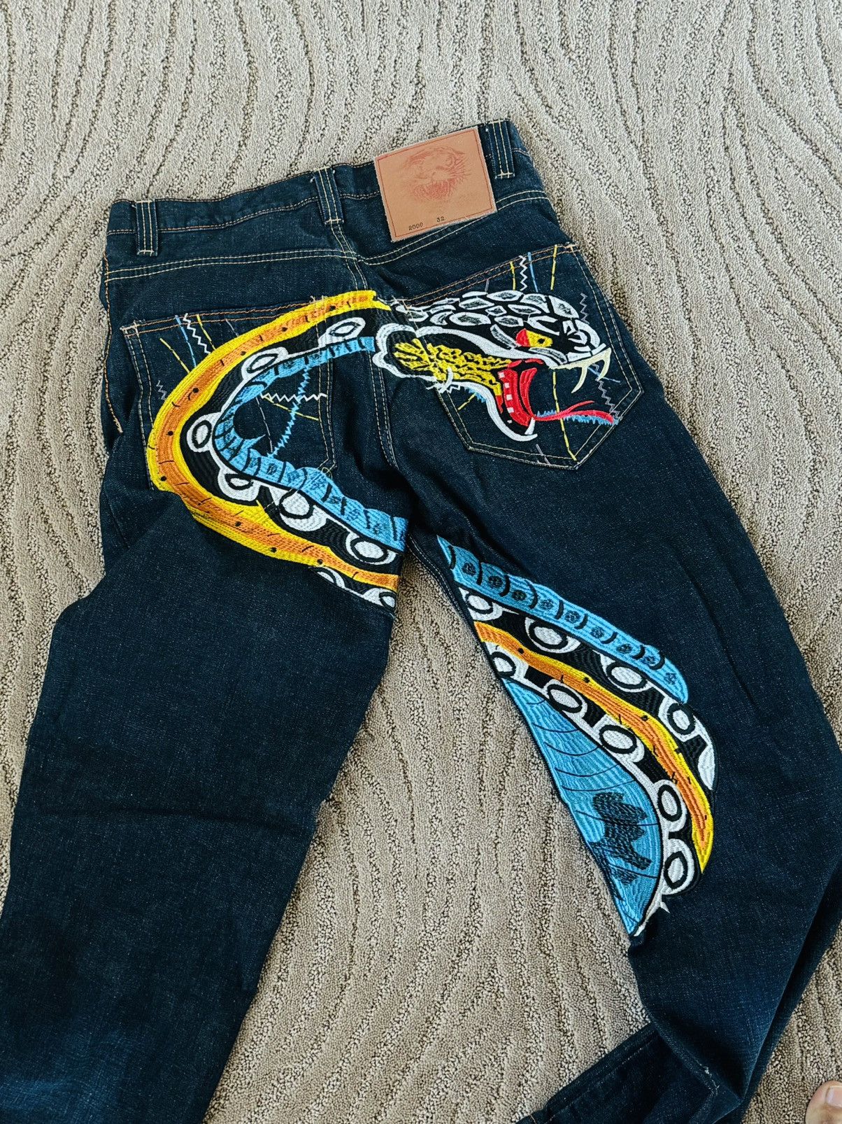 Ed Hardy ED HARDY JEANS 2009 EMBROIDERED SNAKE ED HARDY DENIM JEANS Size US 32 / EU 48 - 1 Thumbnail