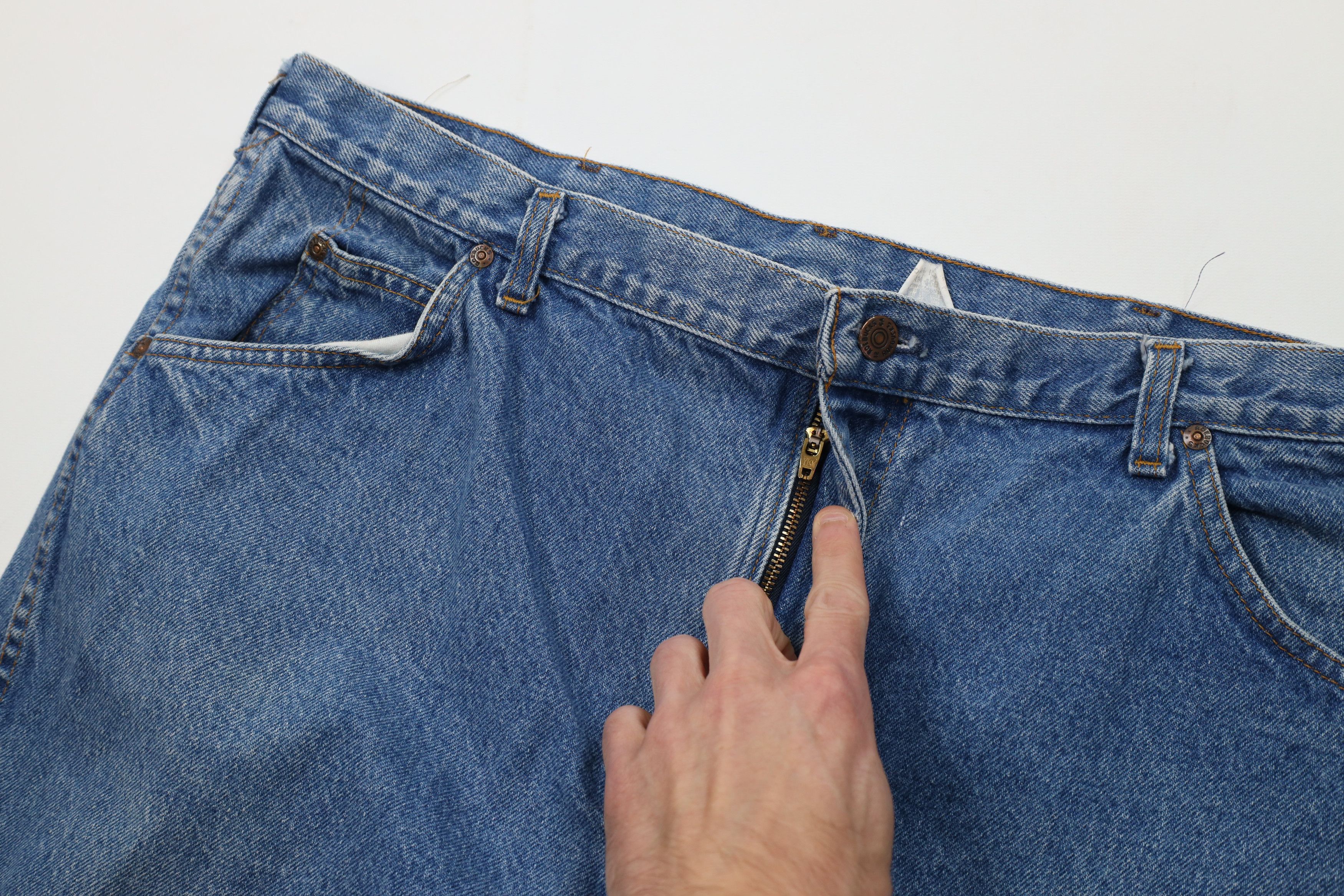 Vintage Vintage 70s 80s Streetwear Wide Leg Denim Jeans Blue Cotton Size US 38 / EU 54 - 6 Thumbnail