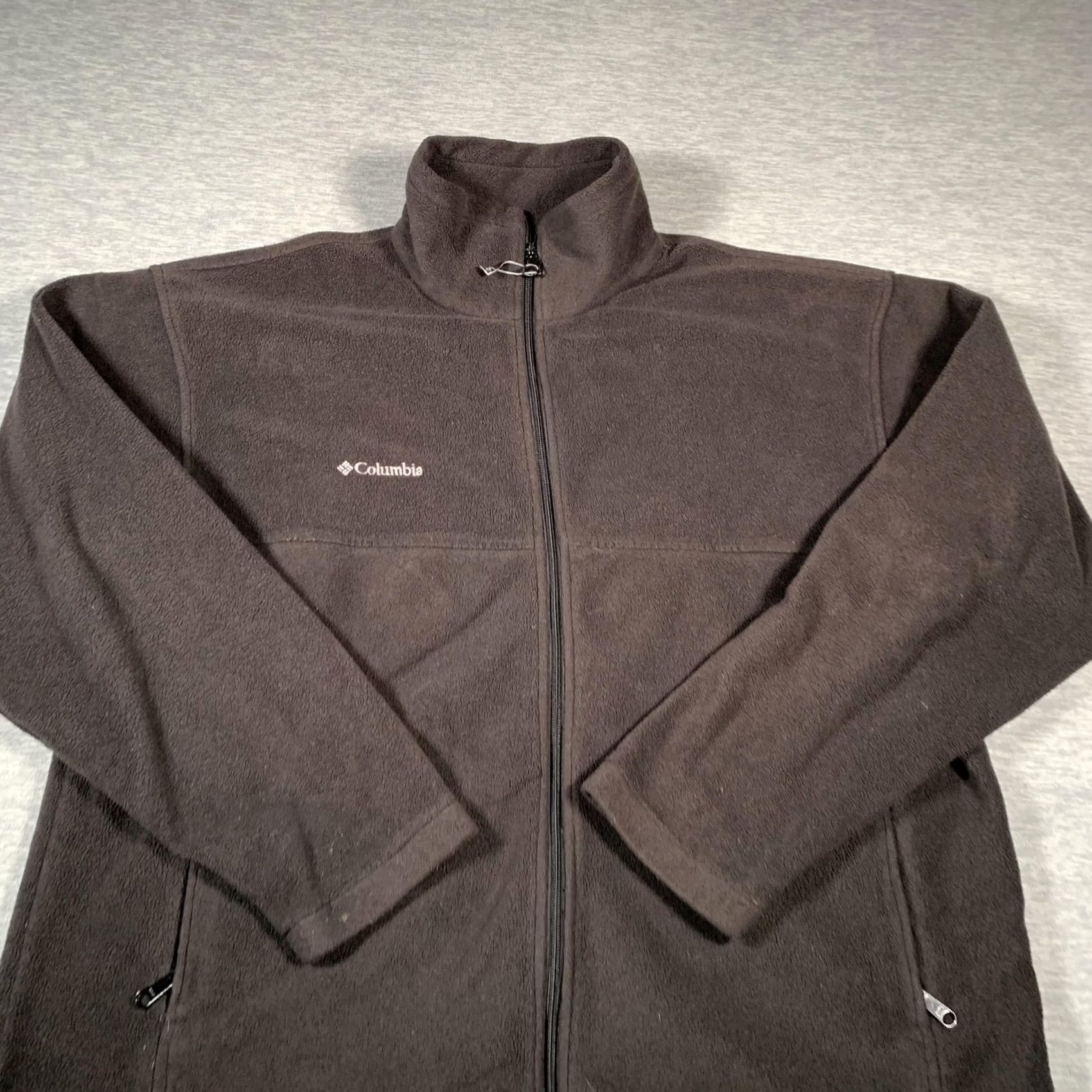 Logo 7 Columbia Fleece Jacket Mens XL Gray Full Zip Stand Collar Pockets Outdoor Logo Size US XL / EU 56 / 4 - 2 Thumbnail