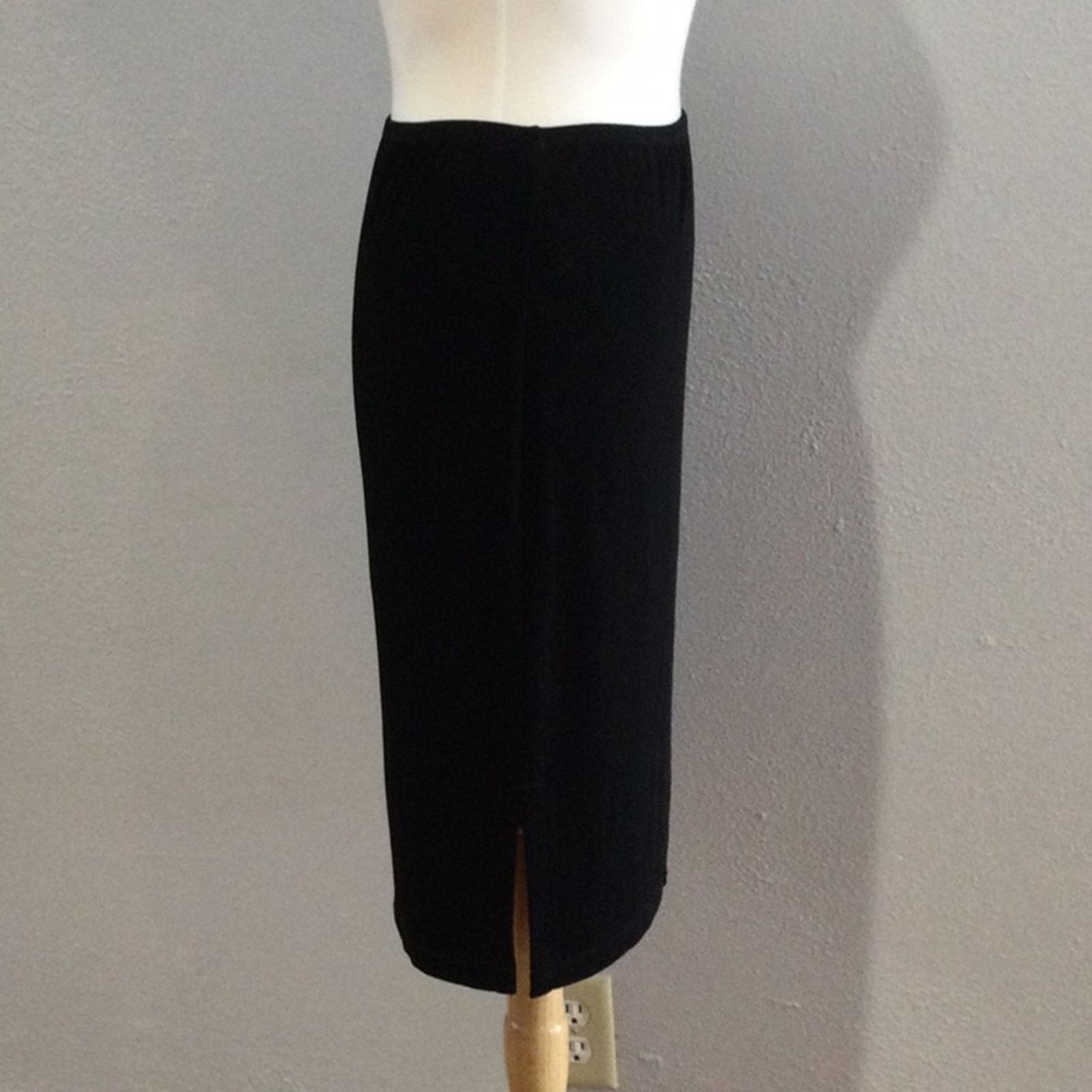 Chicos Chico's Travelers Black Side Split Audrey Skirt 3/XL/16 NWT Size 38" / US 16 / IT 52 - 4 Thumbnail