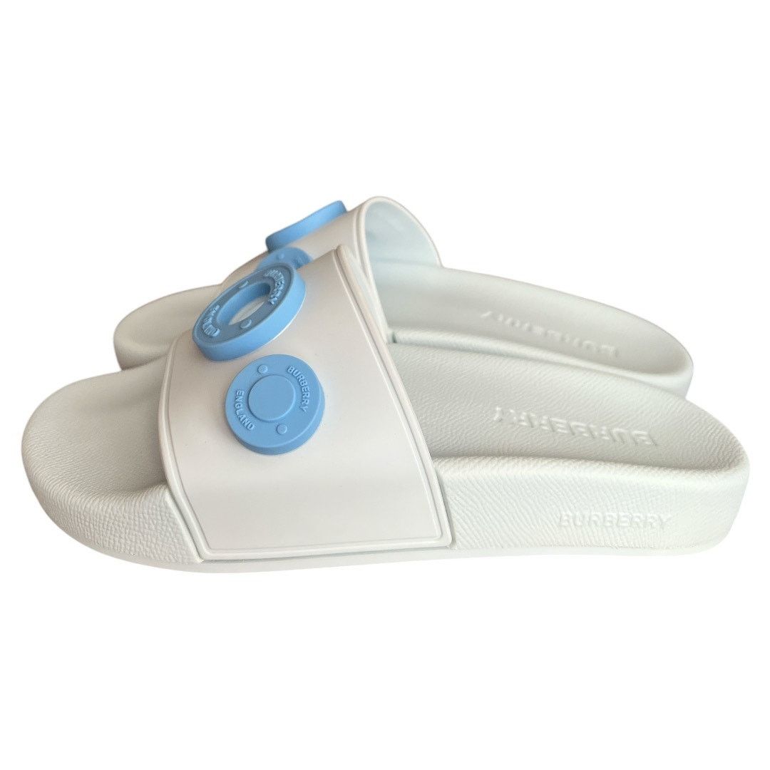 BURBERRY Pale Blue Furley Logo-Embellished Sandals, IT35/US5