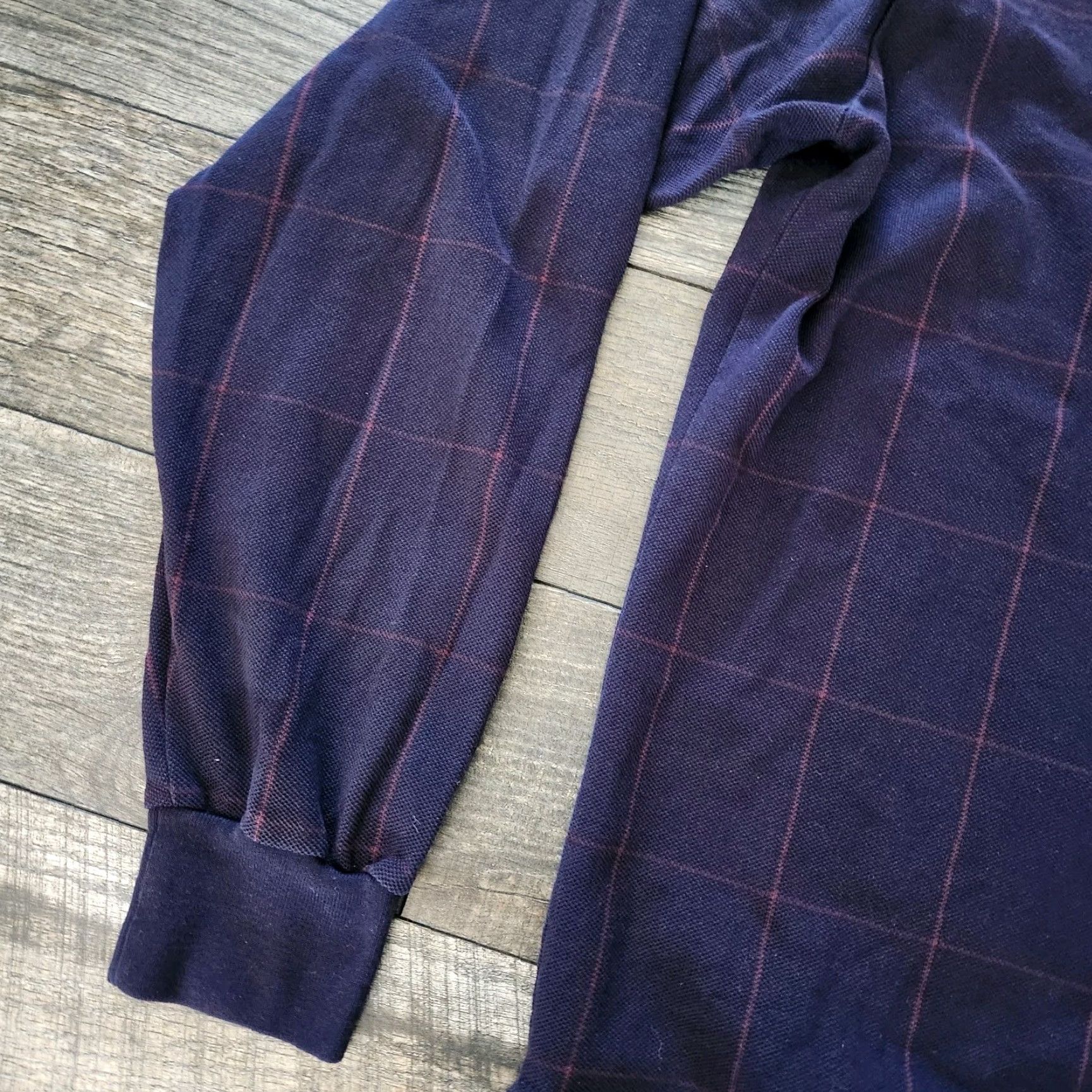 Polo Ralph Lauren VINTAGE Polo Ralph Lauren Long Sleeve Polo Mens Large Navy Check Made in USA 90s Mens Polo Shirt Blue Check 90s Vintage Regular Mens Size US L / EU 52-54 / 3 - 5 Thumbnail