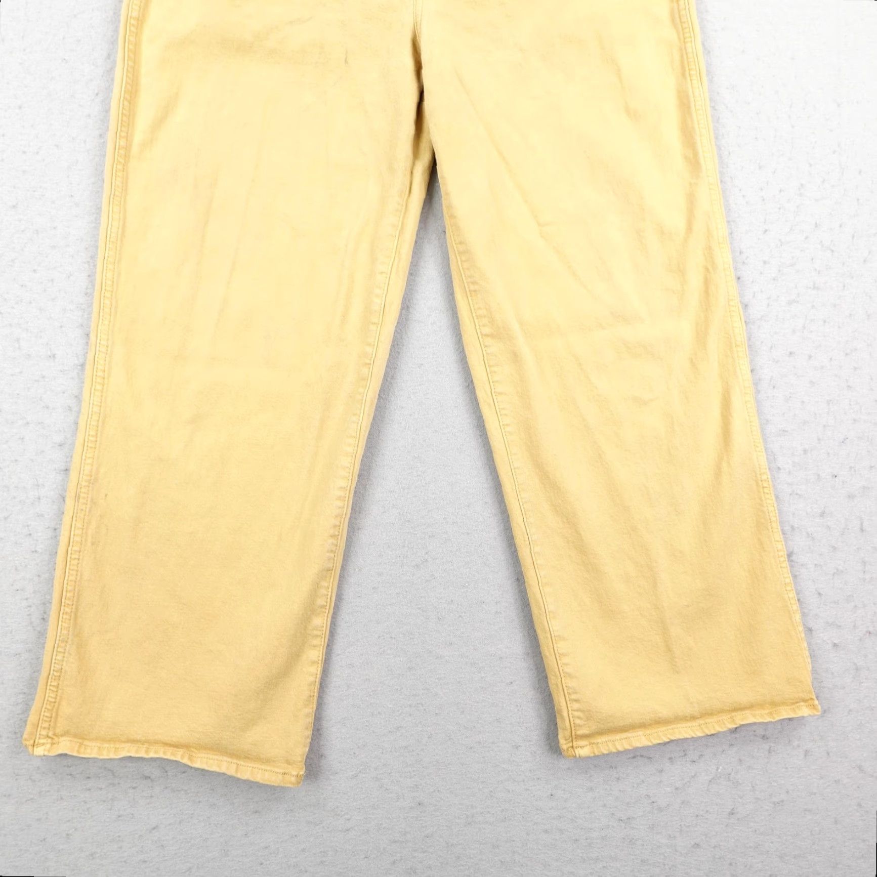 Madewell Madewell Pants Womens 32 Yellow High Rise Wide Leg Utility Baggy Stretchy Twill Pockets Relaxed Zip Size 24" / US 00 / IT 34 - 3 Thumbnail