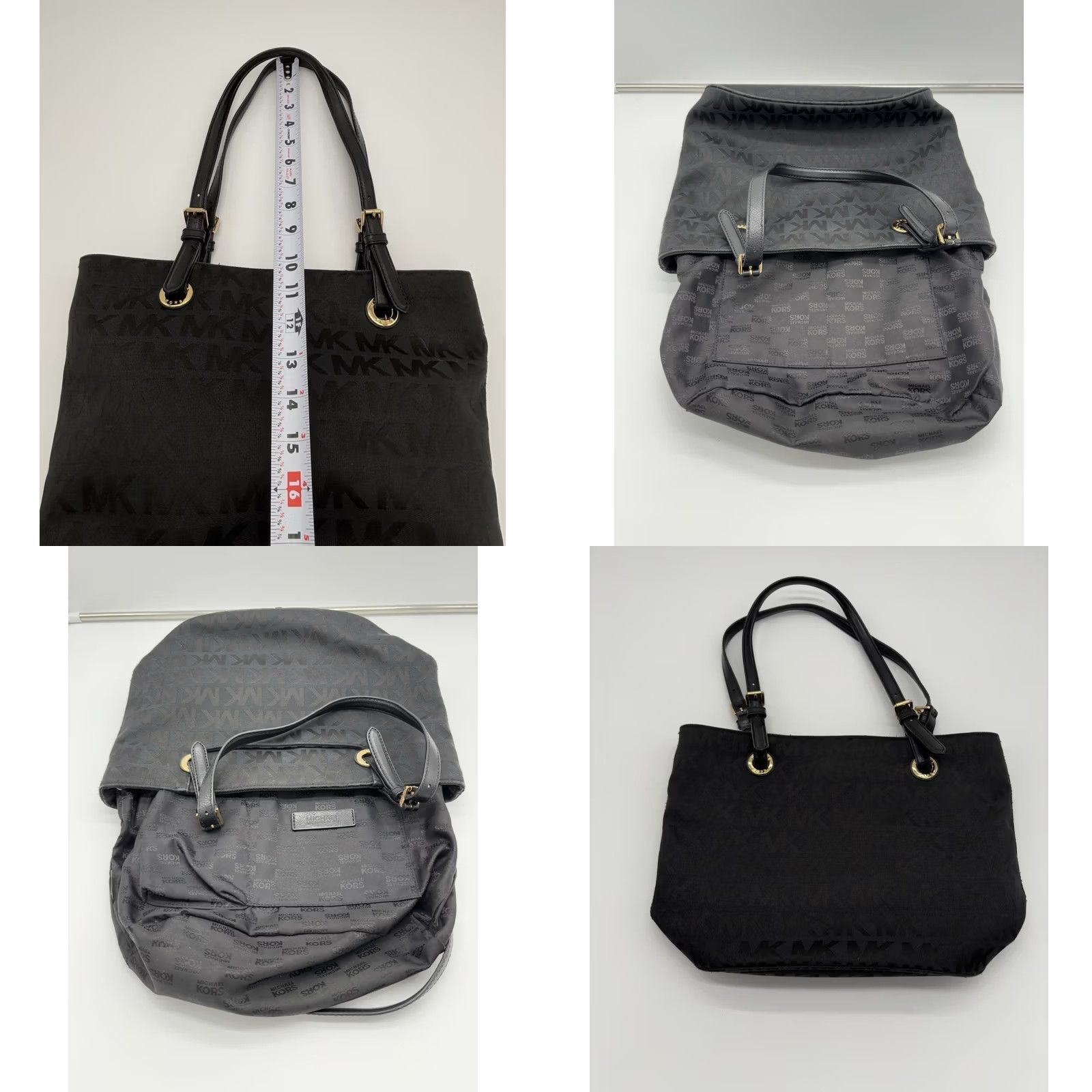Michael Kors Michael Kors MK Signature Black Cloth Shoulder Bag Double Strap Ladies Medium Canvas Bag Dark Black Logo Pattern Size ONE SIZE - 9 Thumbnail