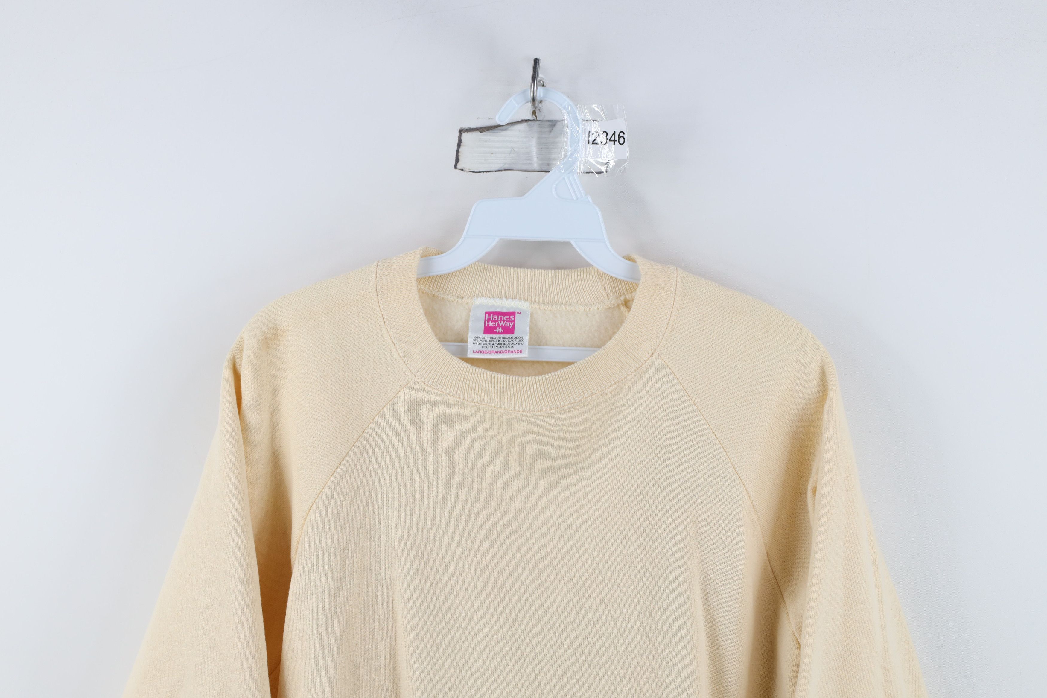 Vintage Vintage 90s Streetwear Blank Crewneck Sweatshirt Beige USA Size L / US 10 / IT 46 - 2 Thumbnail