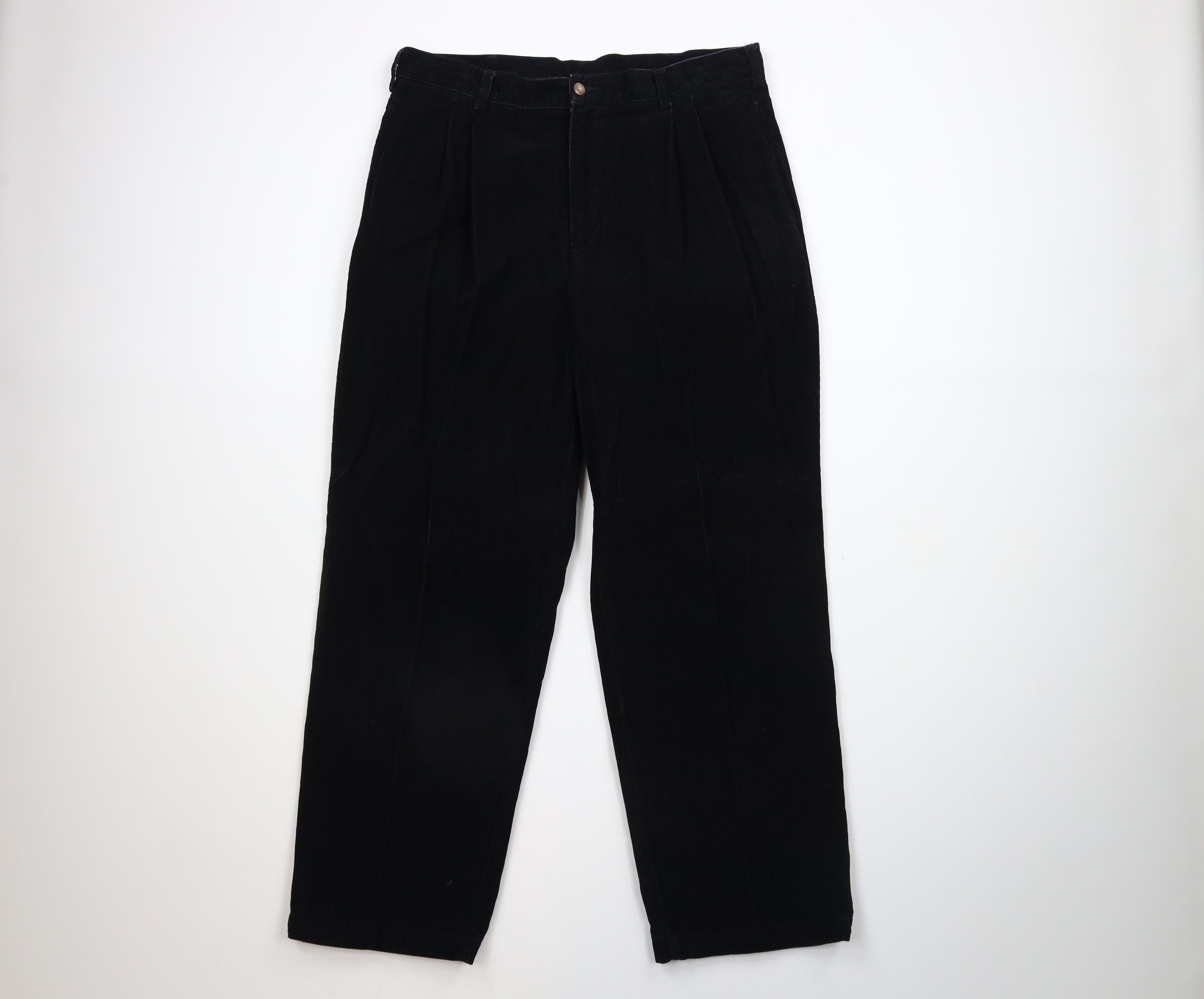 Vintage Vintage 90s Streetwear Wide Led Corduroy Chino Pants Black Size US 36 / EU 52 - 1 Thumbnail
