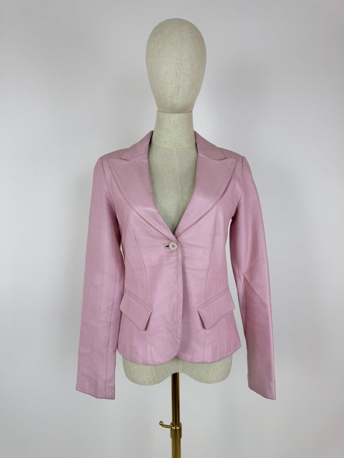 Other ROSSODISERA Pink Leather Jacket Barbie Style Blazer Barbie Size M / US 6-8 / IT 42-44 - 1 Thumbnail