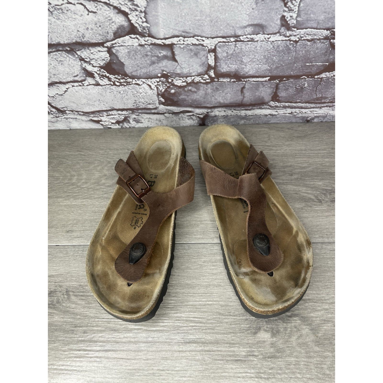 Birkenstock Betula Birkenstock Gizeh Brown Leather Cork Thong Sandals Wo Size US 8 / IT 38 - 2 Thumbnail