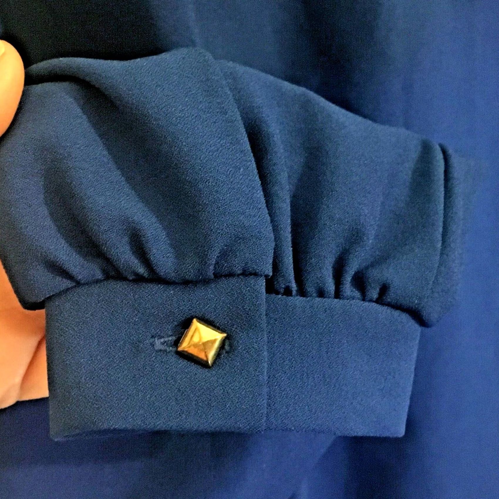 Vintage VINTAGE Women's Tobi Blue Long Sleeve Career Blouse Shirt Small Blue Women Size S / US 4 / IT 40 - 3 Thumbnail