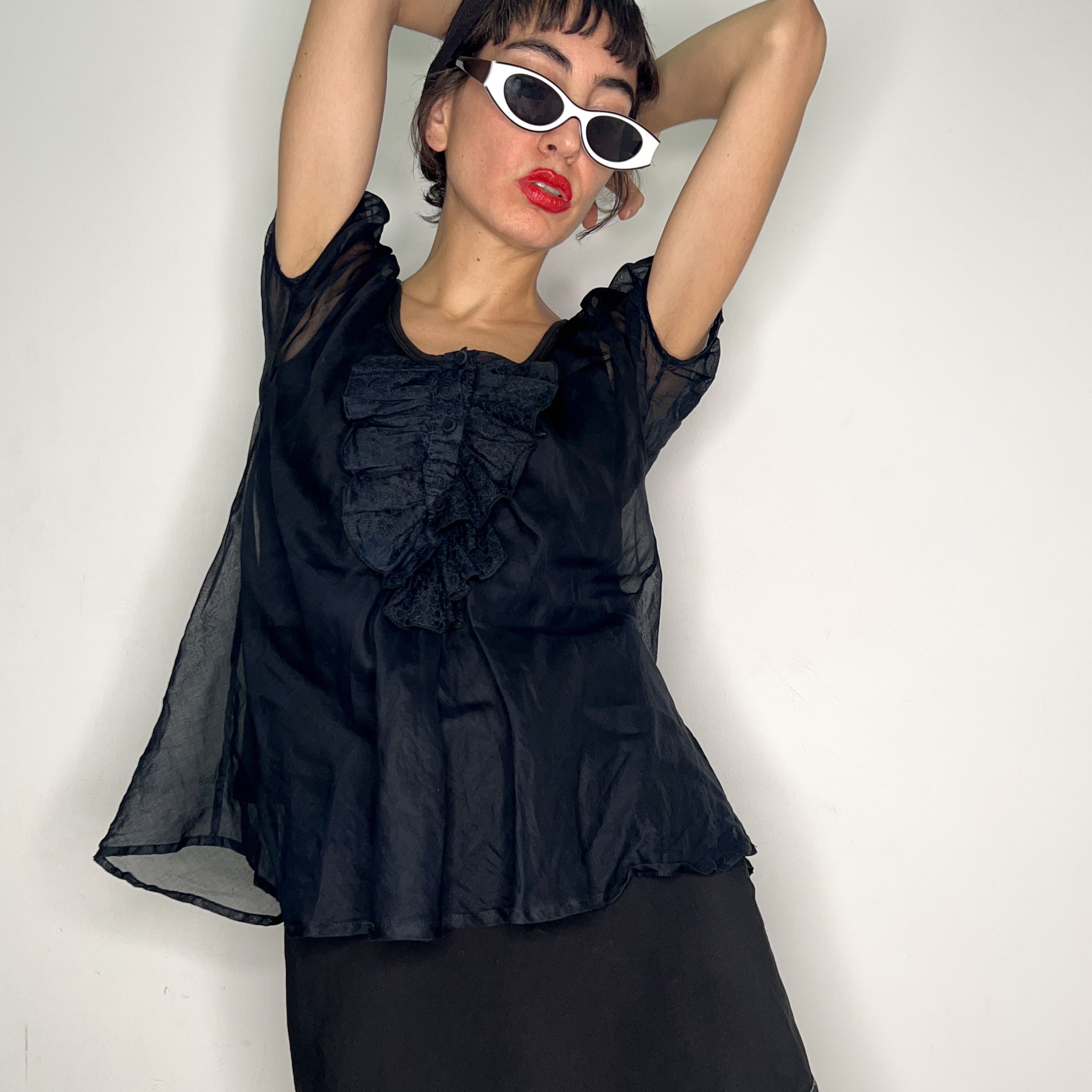 See by Chloe See by Chloe black cotton silk blouse top Size M / US 6-8 / IT 42-44 - 3 Thumbnail