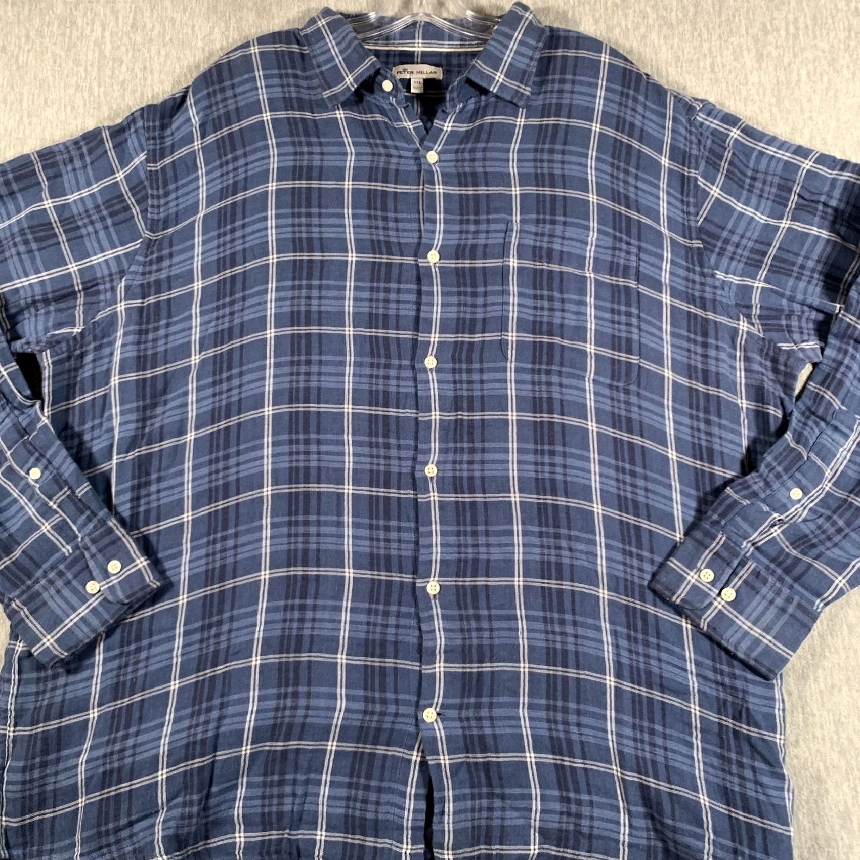Peter Millar Peter Millar Shirt Mens 2XL Blue Plaid Long Sleeve Button Front Cotton Casual Size US XXL / EU 58 / 5 - 2 Thumbnail