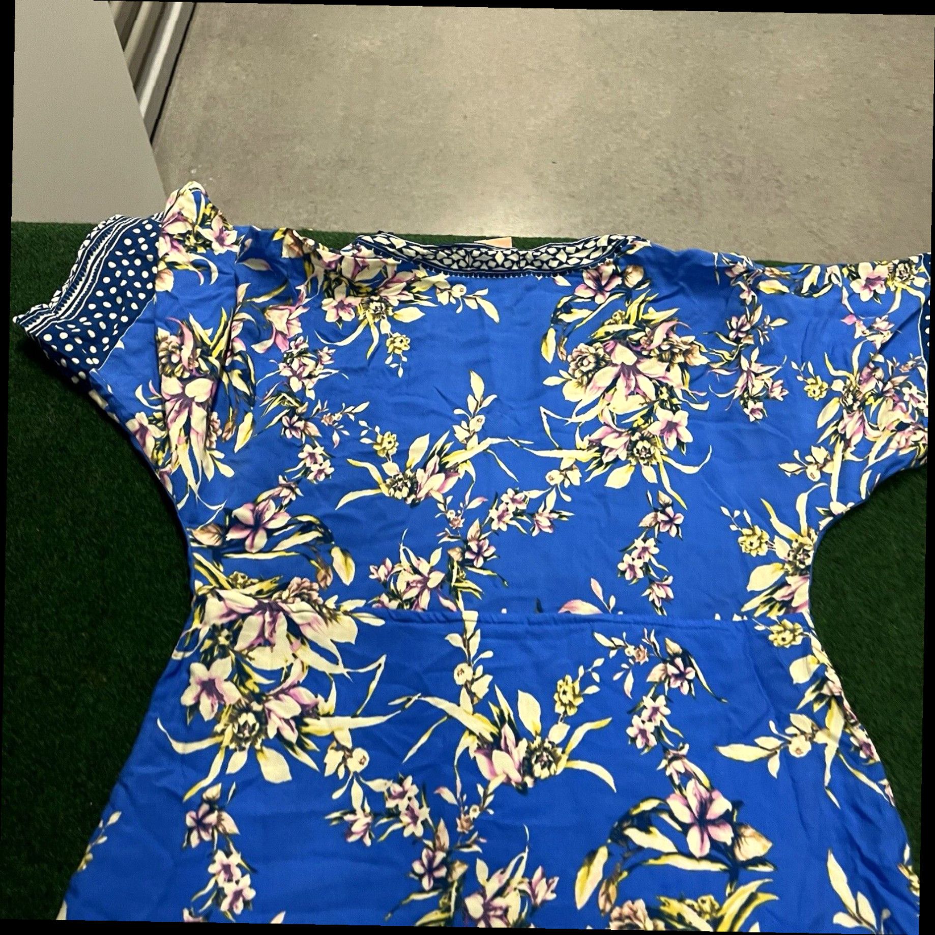Vintage Flying Tomato Dress Womens Small Blue Pattern Flowy Midi Beachy Flowers Size S / US 4 / IT 40 - 7 Thumbnail