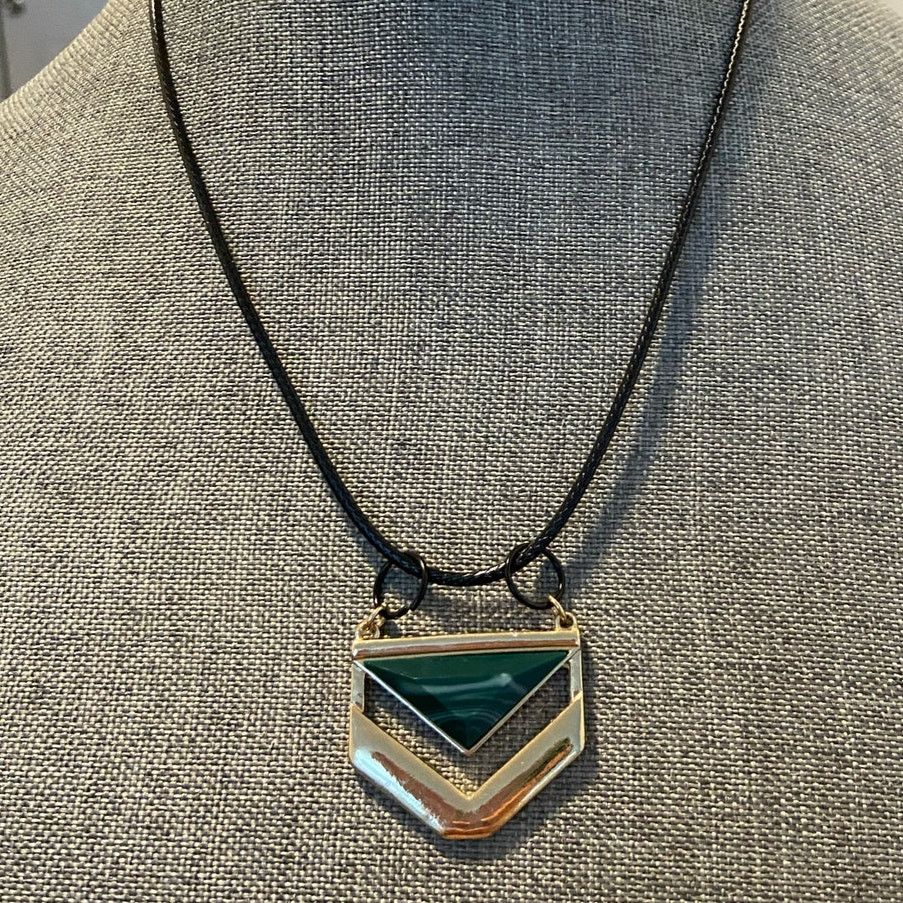 Handmade Upcycled faux malachite chevron necklace Size ONE SIZE - 1 Thumbnail