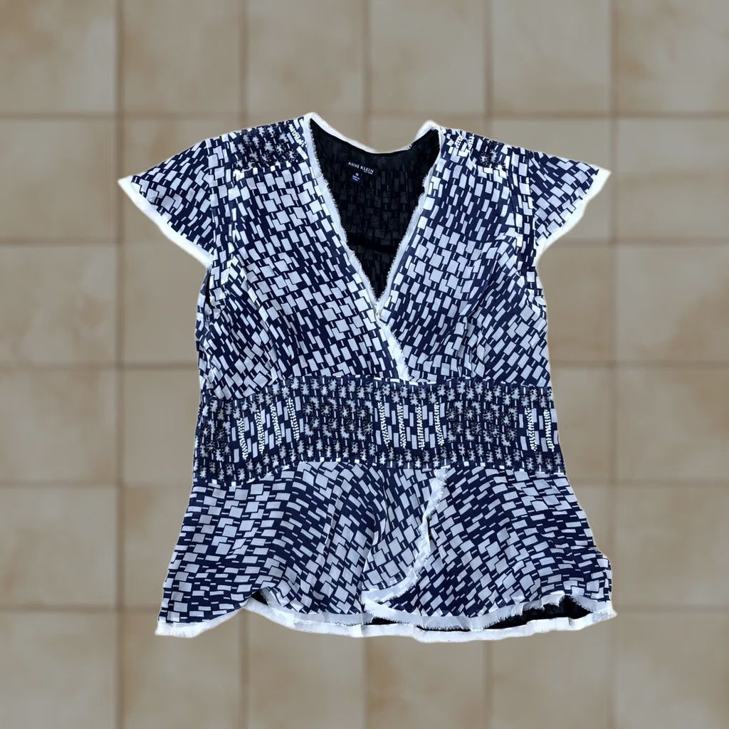 Anne Klein ANNE KLEIN New York Blouse Top Shirt Women's 16 Short Sleeve 100% Silk Black Size XXL / US 16-18 / IT 52-54 - 1 Thumbnail