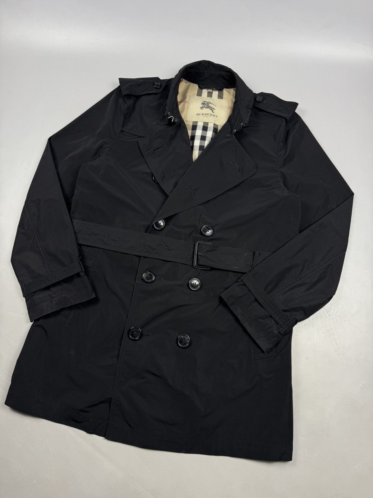 Burberry Burberry trench coat kensington iconic black model novacheck Size US L / EU 52-54 / 3 - 1 Thumbnail