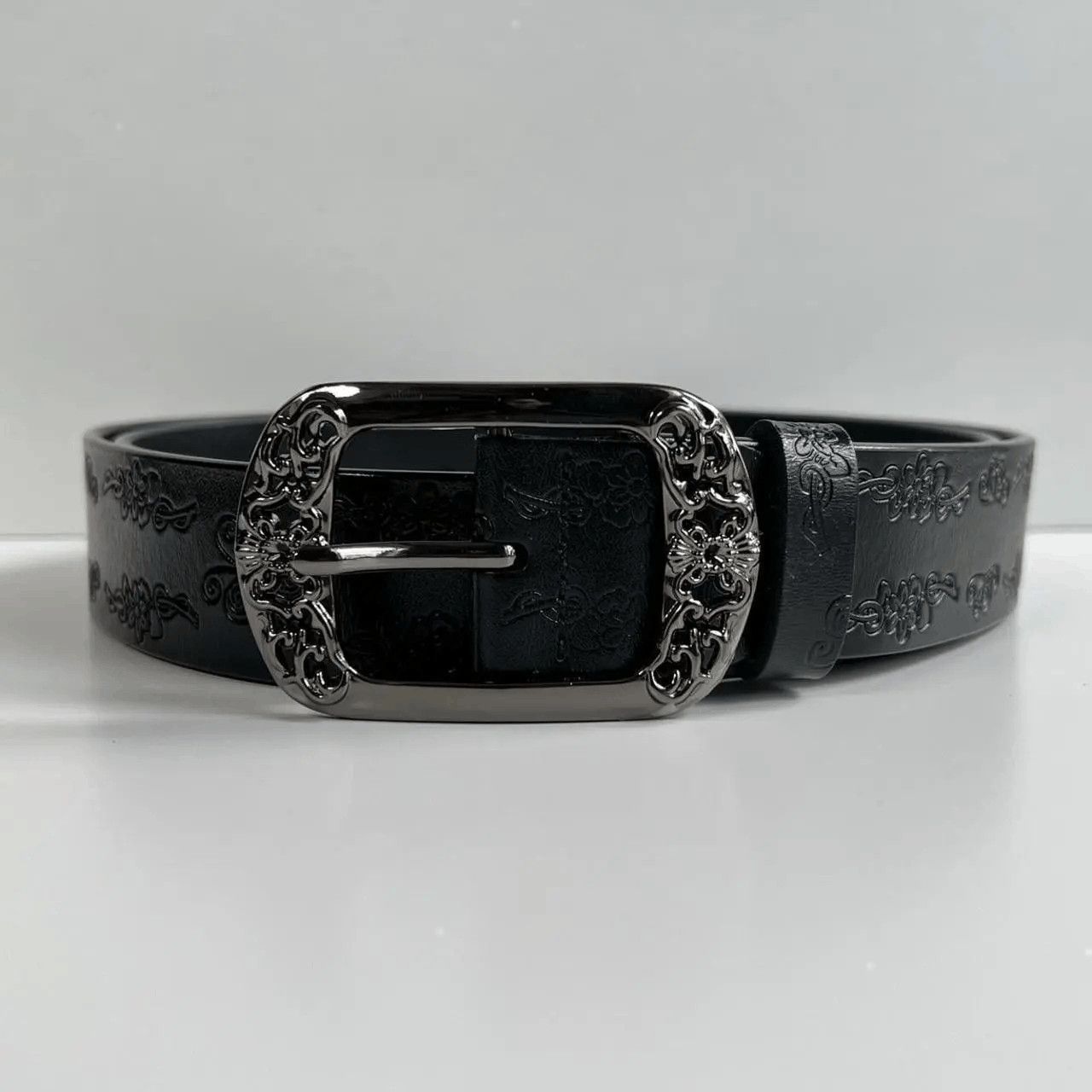 Cowboy Equipment vintage style american western floral design black belt Size ONE SIZE - 5 Thumbnail