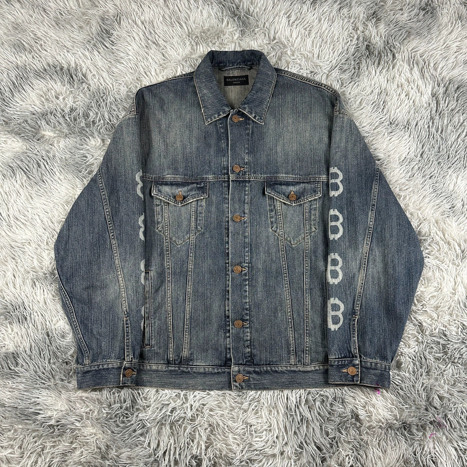 balenciaga double b logo denim jacket