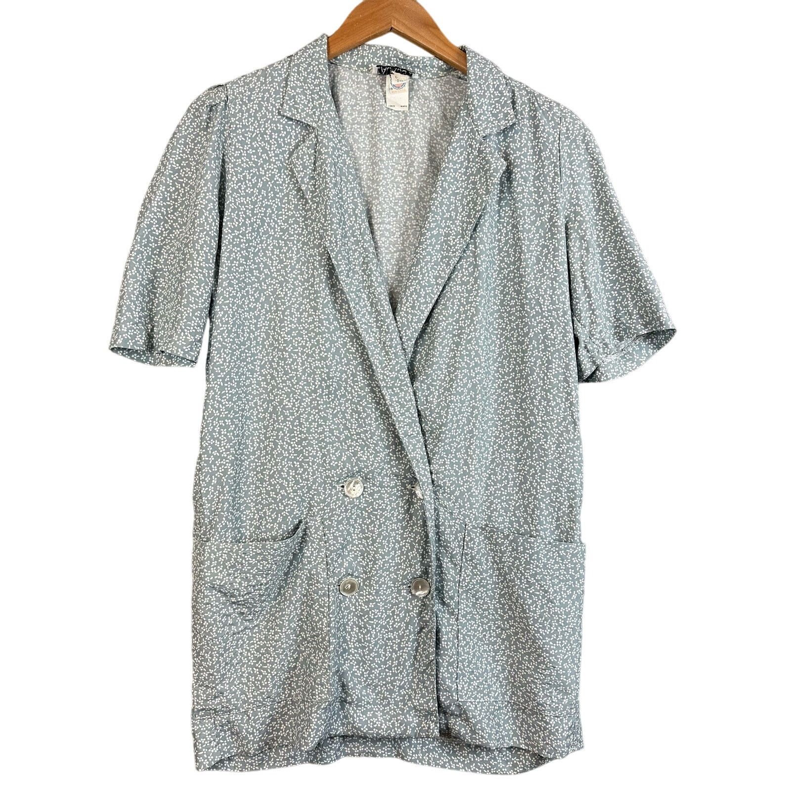 Vintage Vintage Double Breasted Blue Floral Mini Dress Tunic Jacket Size S / US 4 / IT 40 - 1 Thumbnail