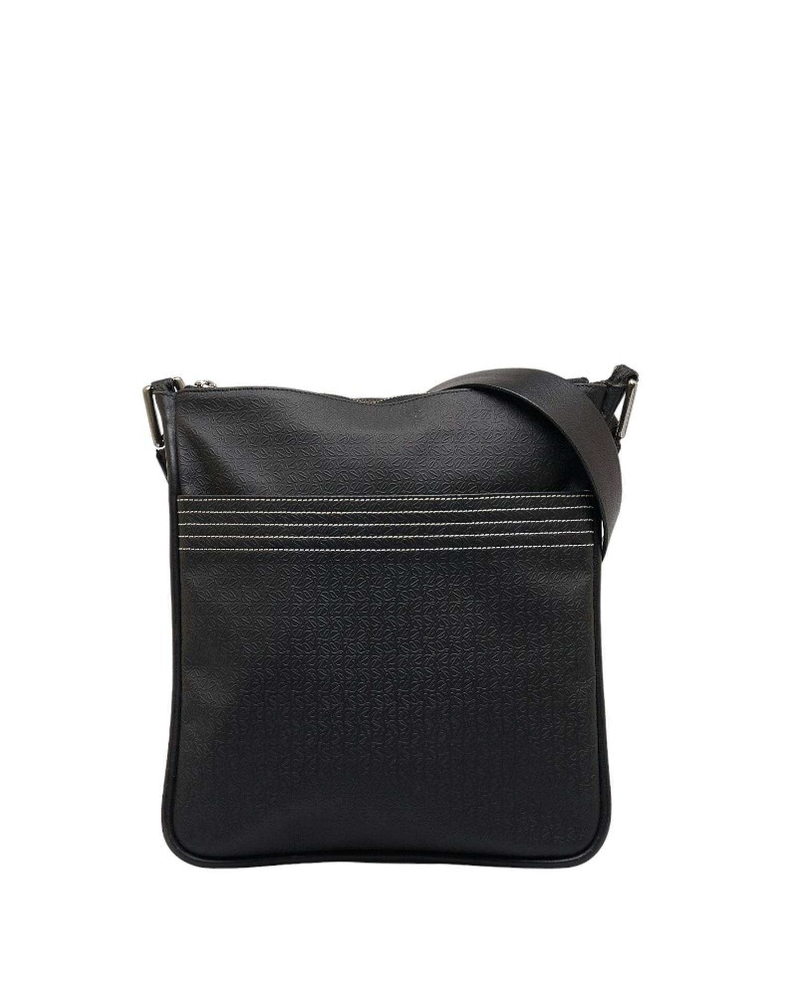 image of Loewe Repeat Anagram Leather Crossbody Bag in Black, Women's