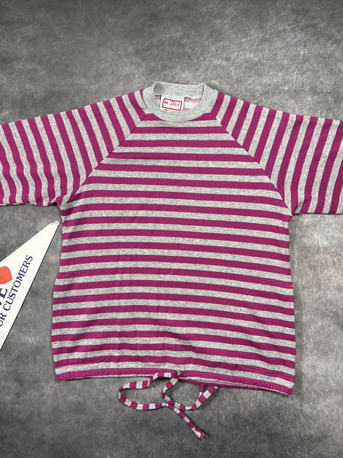 Vintage 1980s Vintage Sweatshirt Striped Crewneck Drawstring Crop 80 Size S / US 4 / IT 40 - 9 Thumbnail