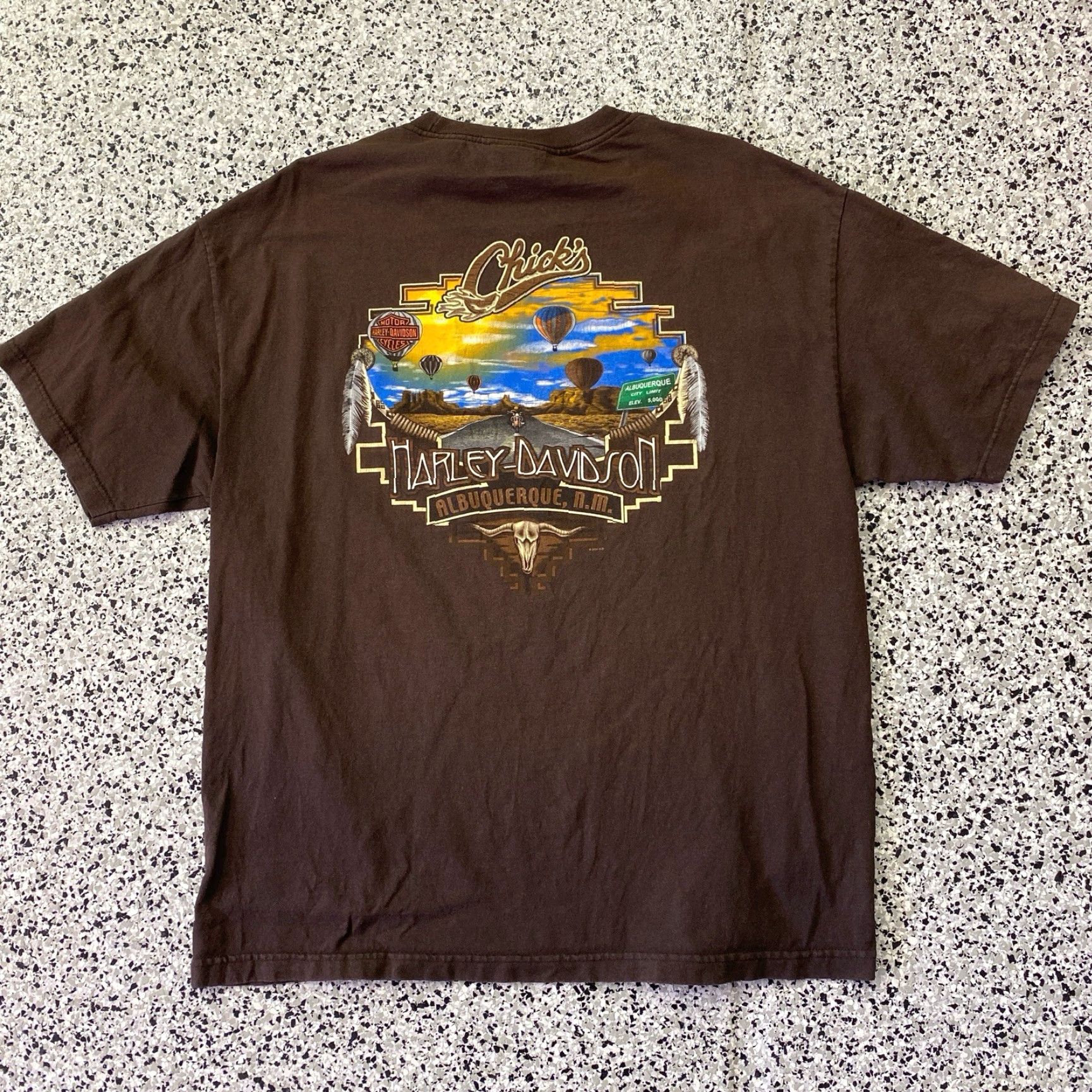 Harley Davidson VINTAGE Harley-Davidson T Shirt Adult XL Brown Albuquerque Graphic Print Crew Neck Short Sleeve Mens Size US XL / EU 56 / 4 - 5 Thumbnail