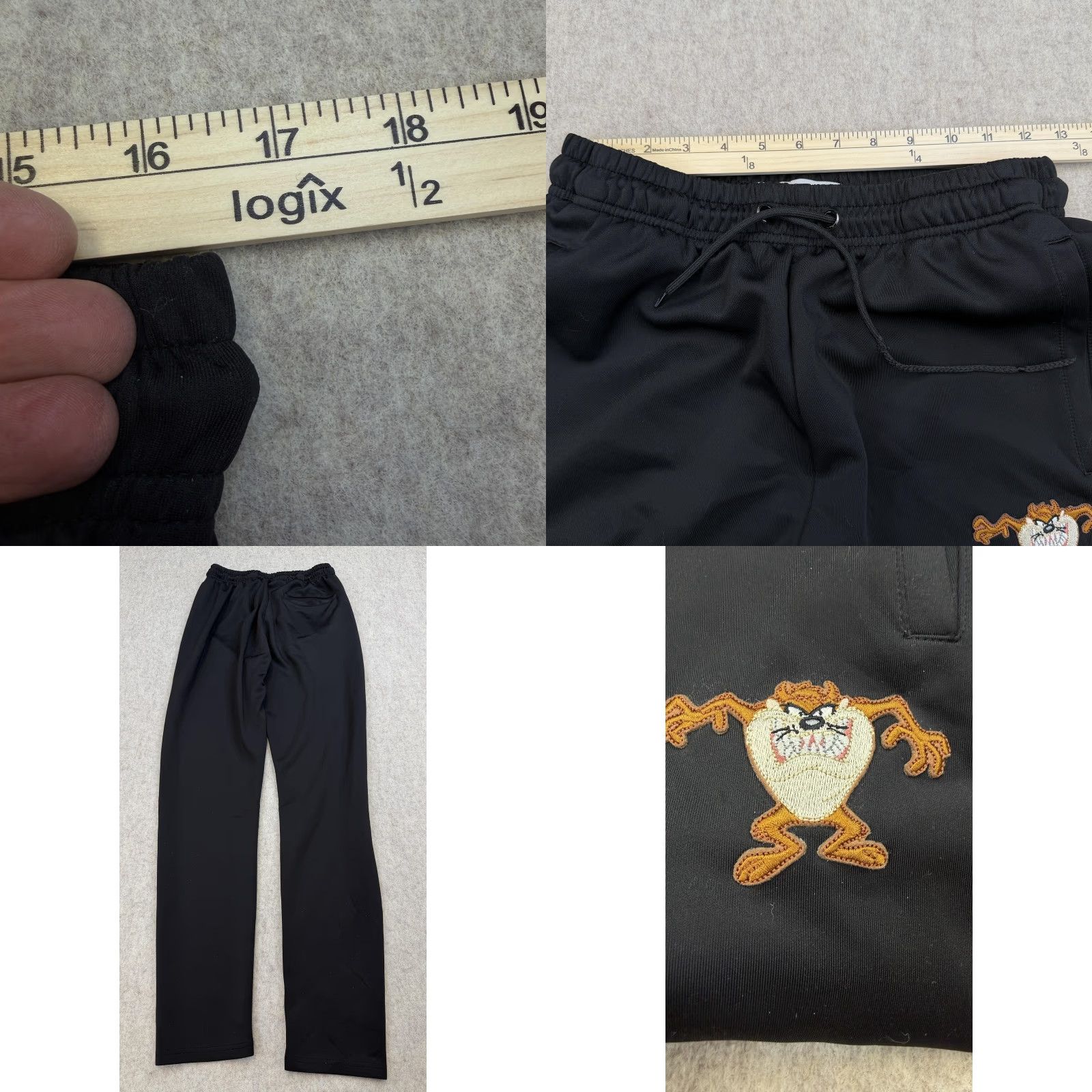 Vintage Looney Tunes Sweatpants Mens Large Black Tasmanian Devil Taz Lounge Pants Size US 33 - 8 Thumbnail