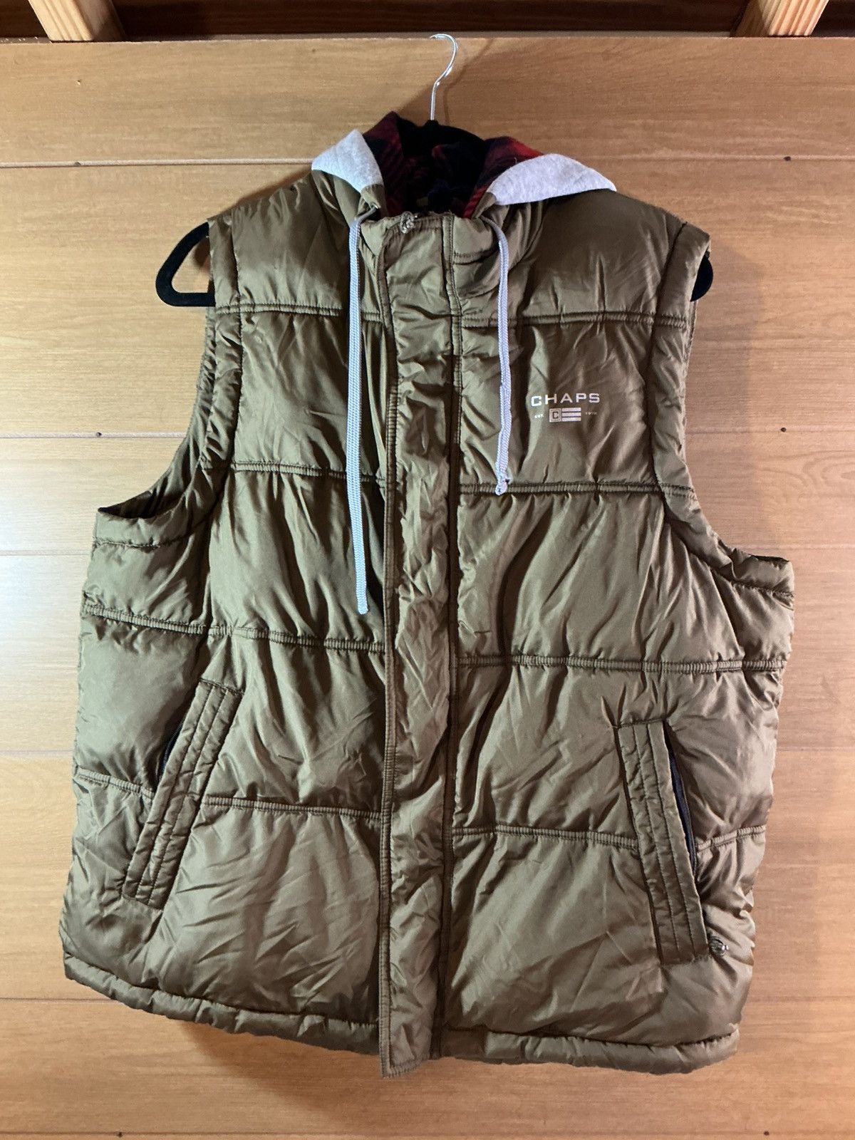 Chaps Chaps Men's Large Brown Hooded Quilted Puffer Vest Size US L / EU 52-54 / 3 - 1 Thumbnail