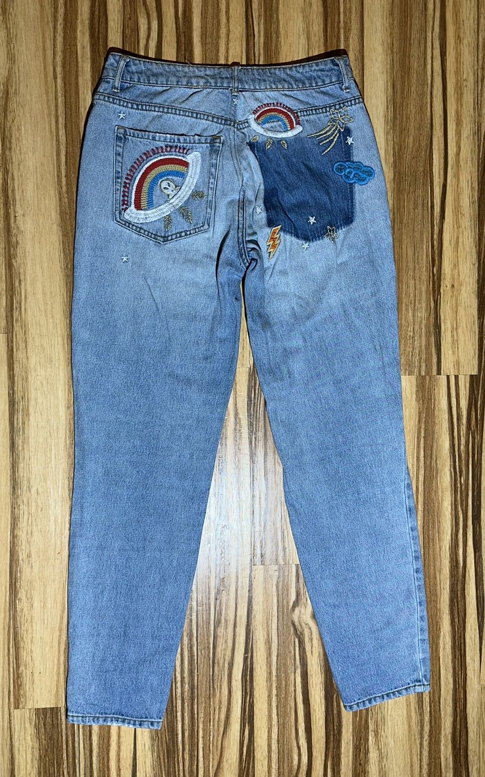 Forever 21 Alien Embroidered Blue Jeans with Patches By Forever 21 Size 34" / US 12 / IT 48 - 1 Thumbnail