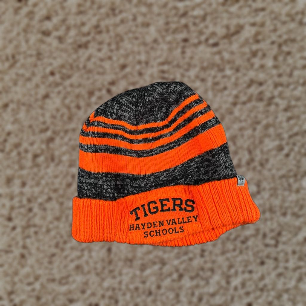 Top Of The World Top of the World Hayden Valley Schools Beanie Toque Adult One Size Orange Knit 100% Acrylic Gray Unisex Adults Beanie Hat Logo 90s? Size ONE SIZE - 1 Thumbnail