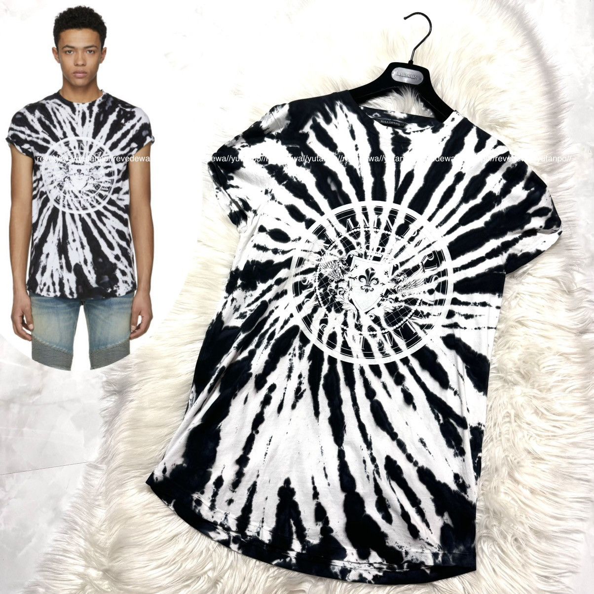 Balmain Balmain Homme tie-dye emblem T-shirt S black white Size US S / EU 44-46 / 1 - 1 Thumbnail