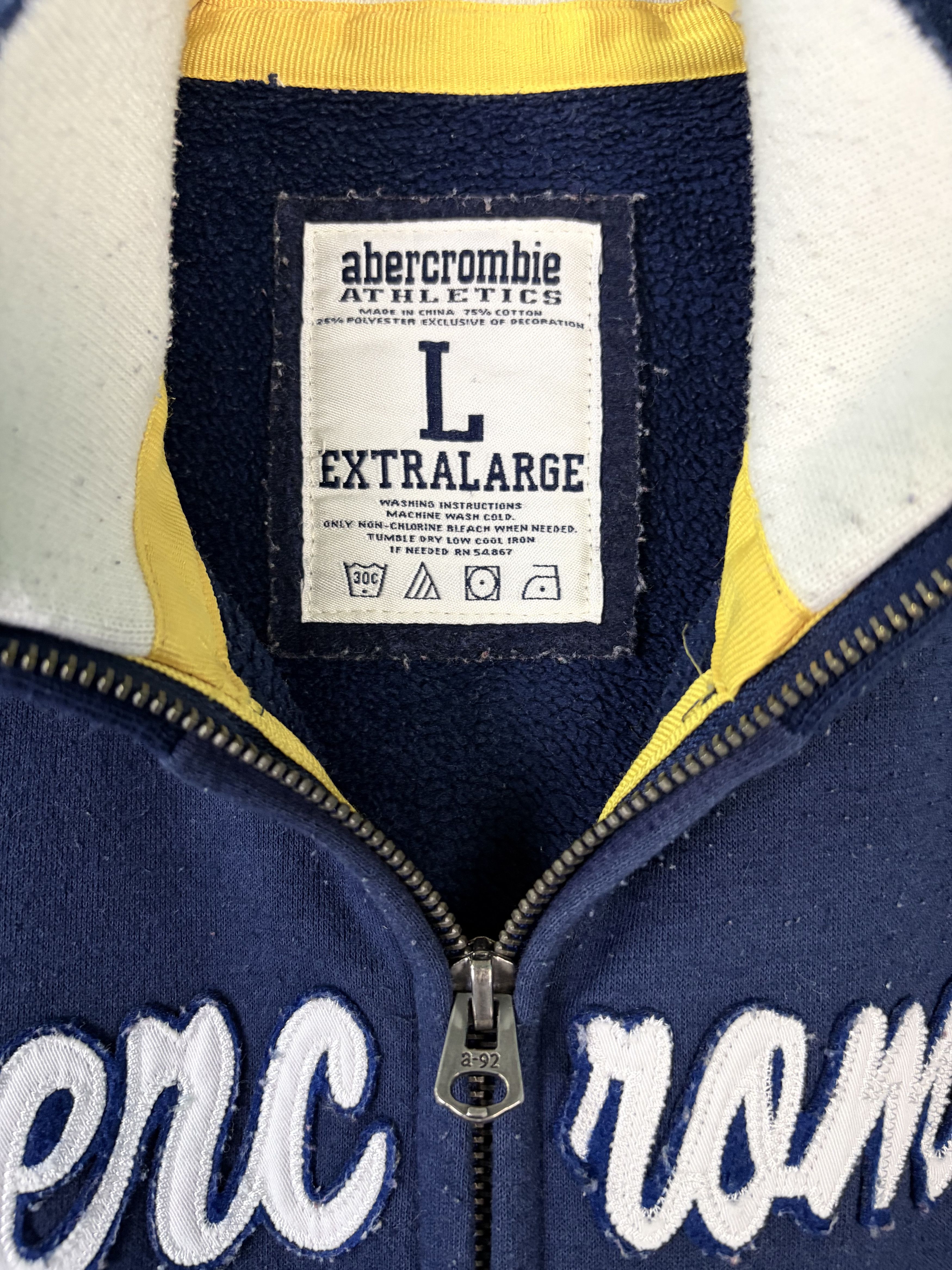 Abercrombie & Fitch Abercrombie Navy Blue Track Jacket Cotton-Blend Size US XL / EU 56 / 4 - 7 Thumbnail