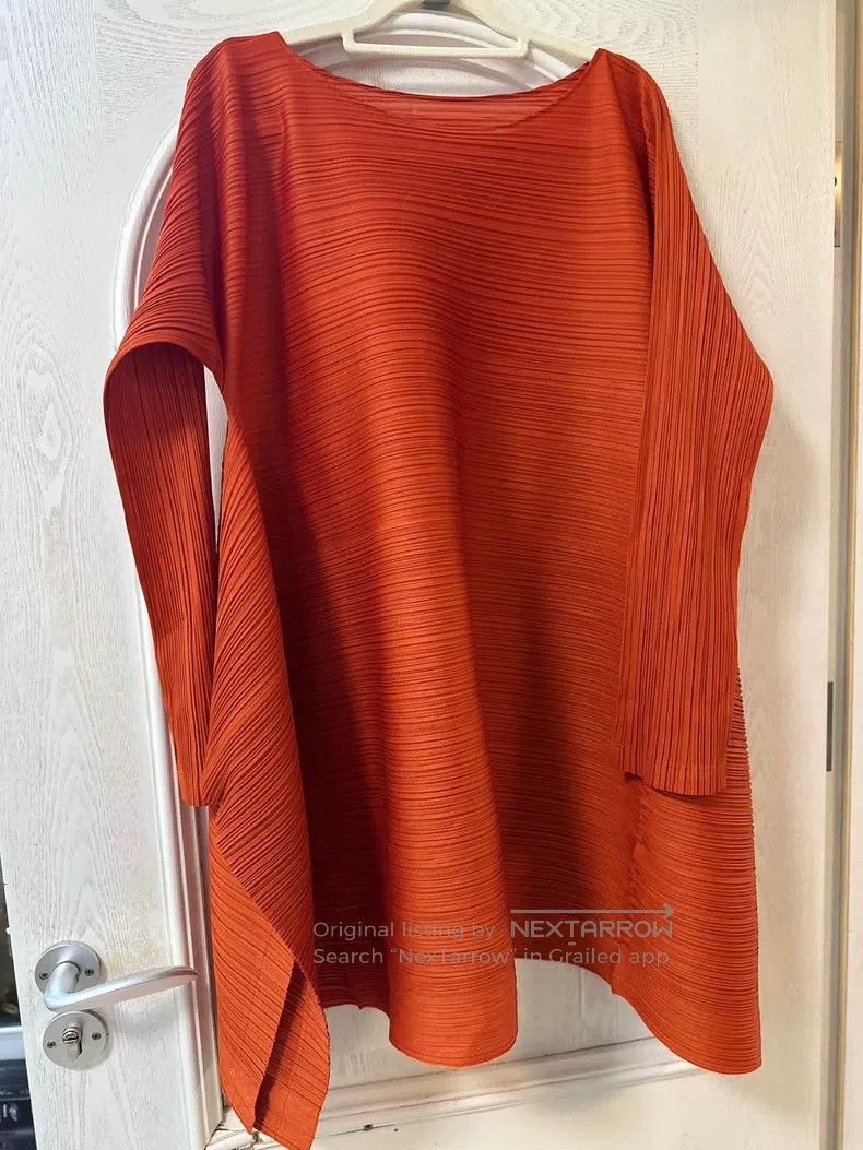 Issey Miyake Orange Ruched Top