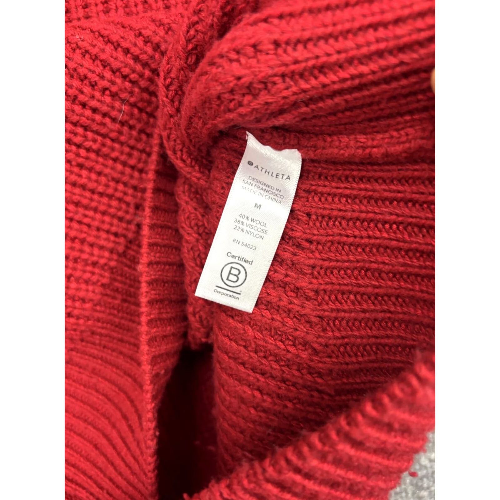 Athleta Athleta Sweater Womens Medium Red Chunky Knit Wool Blend Crew Neck Pullover Size M / US 6-8 / IT 42-44 - 6 Thumbnail
