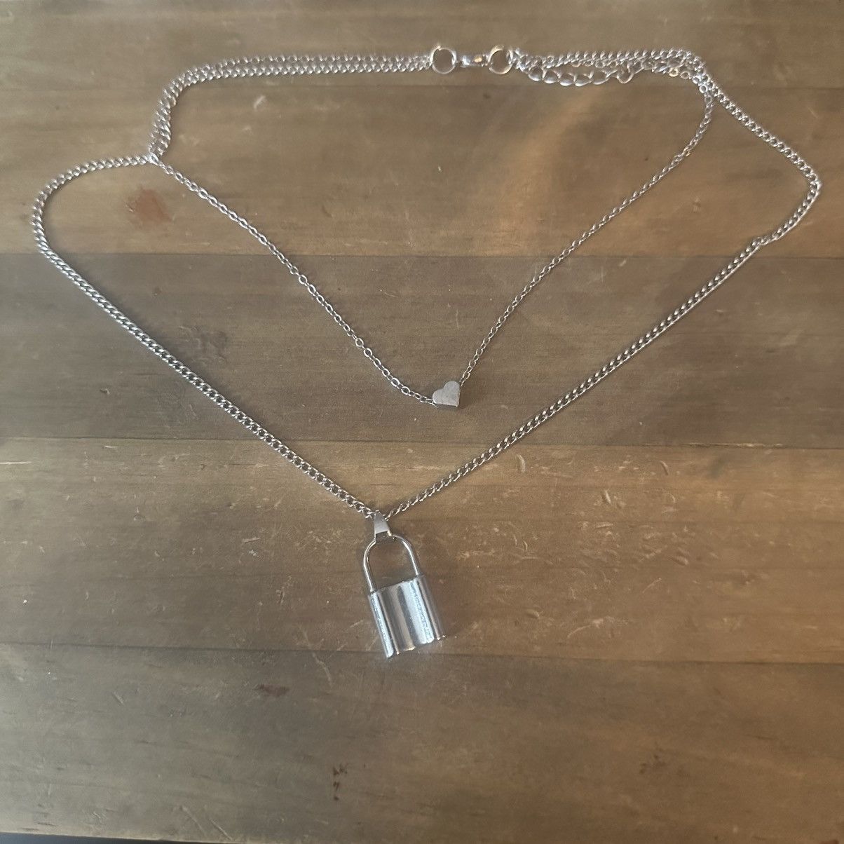 Other Silver tone layered heart and padlock necklace Size ONE SIZE - 2 Thumbnail