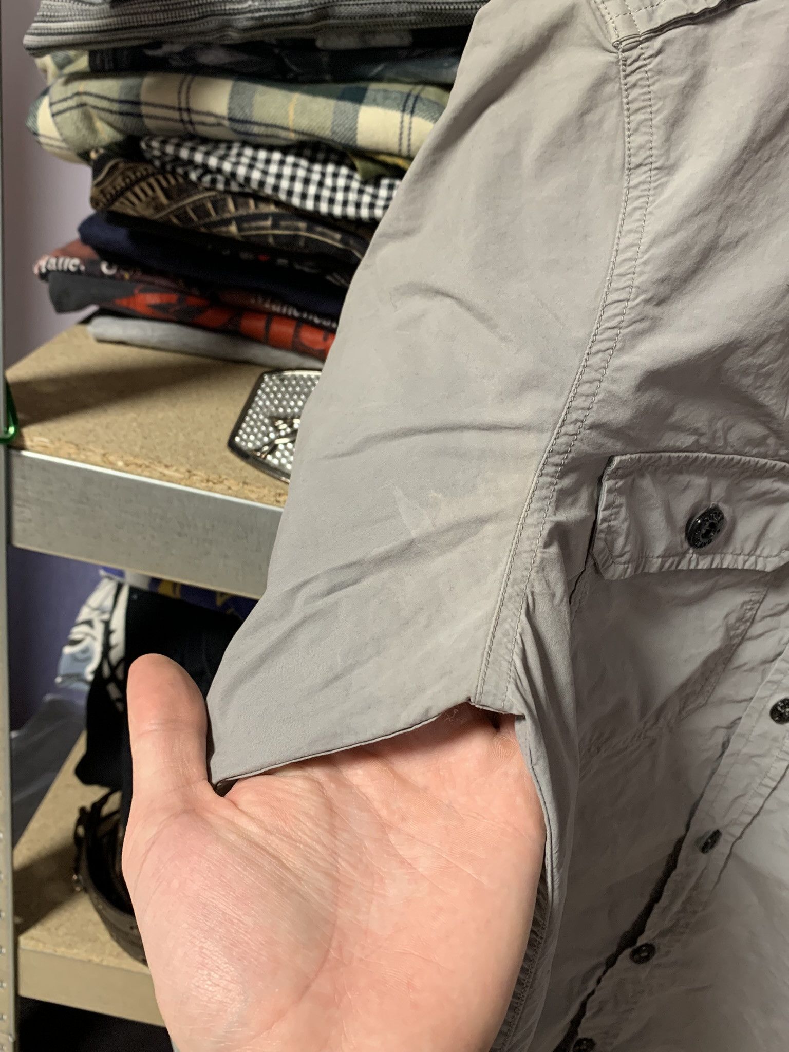 Stone Island Stone Island Cotton Button Up Overshirt Gray Size L Size US L / EU 52-54 / 3 - 8 Thumbnail