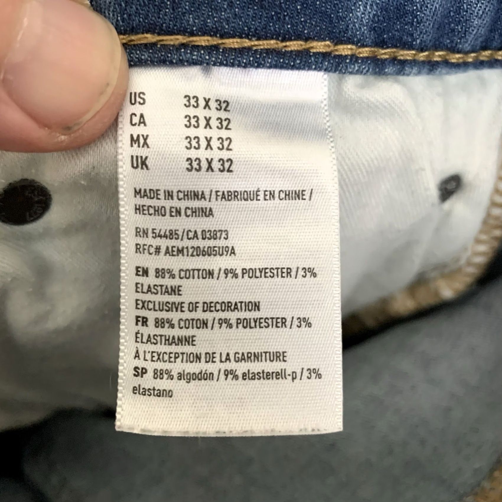 American Eagle Outfitters American Eagle Outfitters Jeans Slim Distressed Denim 33x32 Slim Fit 5-Pocket Blue Medium Wash Mens Size US 33 - 6 Thumbnail