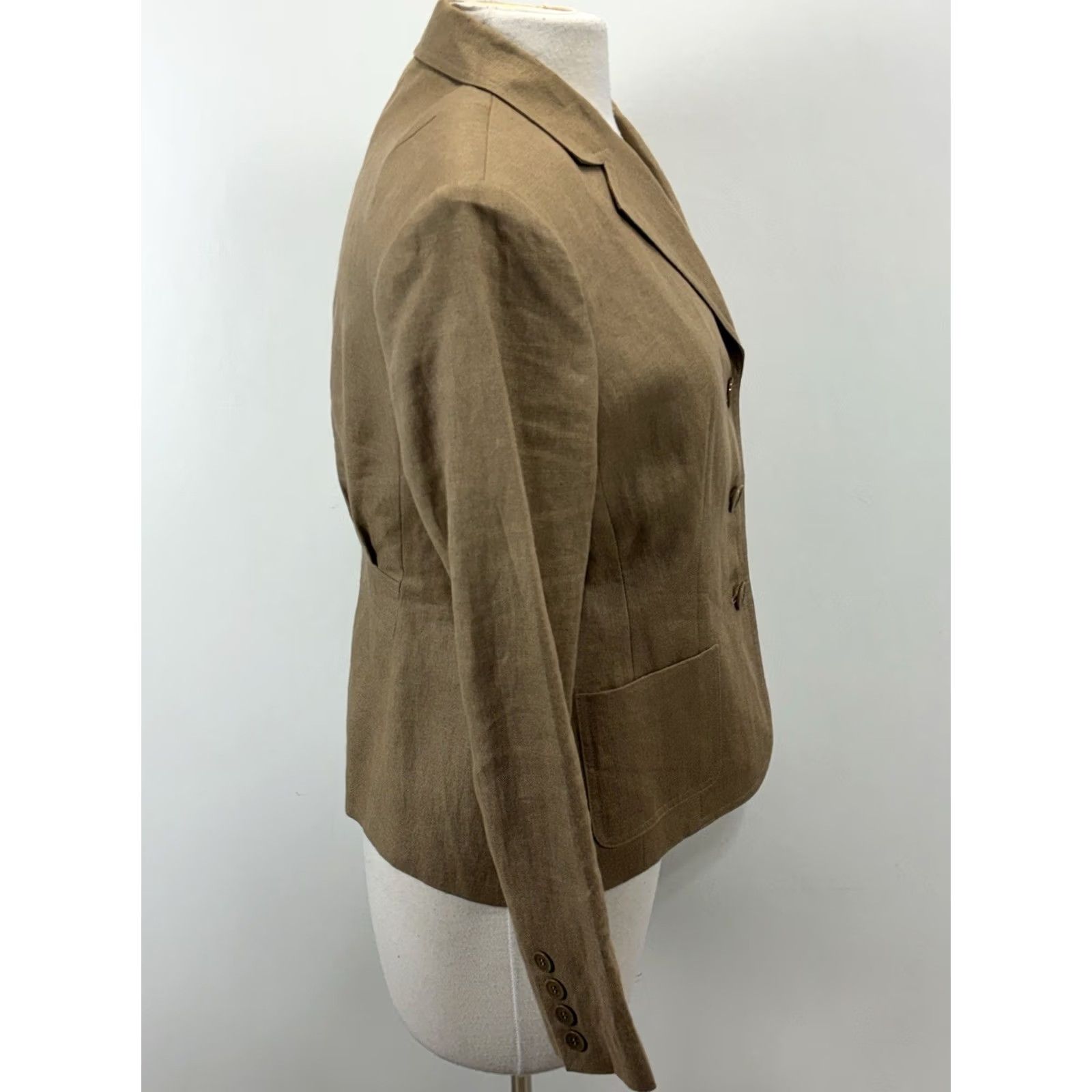 Talbots VINTAGE Talbots Blazer Jacket Women’s 8P Petites Brown 100% Linen Preppy Classic 90s Suit Jacket/Blazer Mens/Girls? Size M / US 6-8 / IT 42-44 - 4 Thumbnail