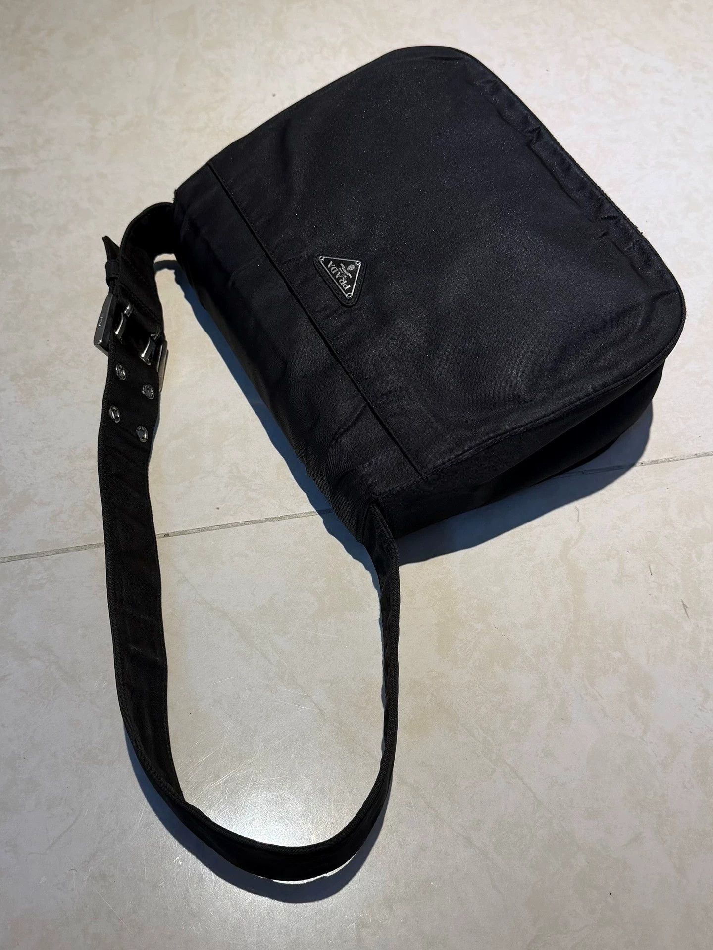 Prada Prada Tactical Logo Rivet Nylon Shoulder Bag Black Unisex Size ONE SIZE - 3 Thumbnail