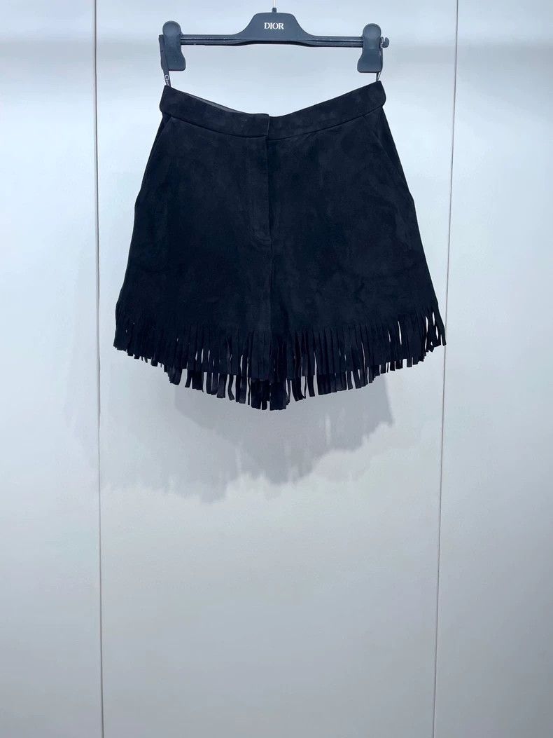 Dior Black Suede Fringe Shorts-dmc