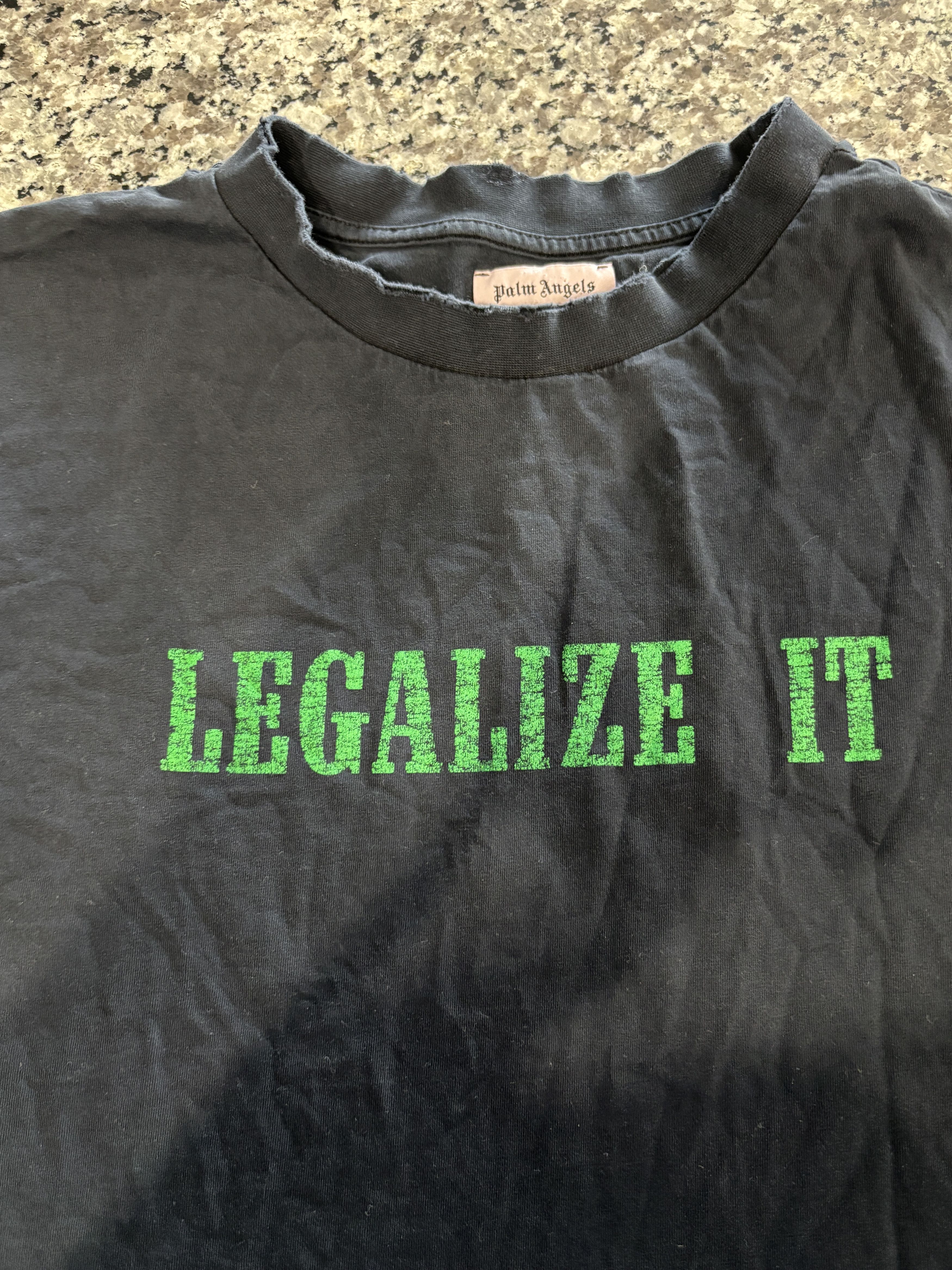 Palm Angels Palm Angels Legalize It Distressed Tee Size L Size US L / EU 52-54 / 3 - 11 Thumbnail