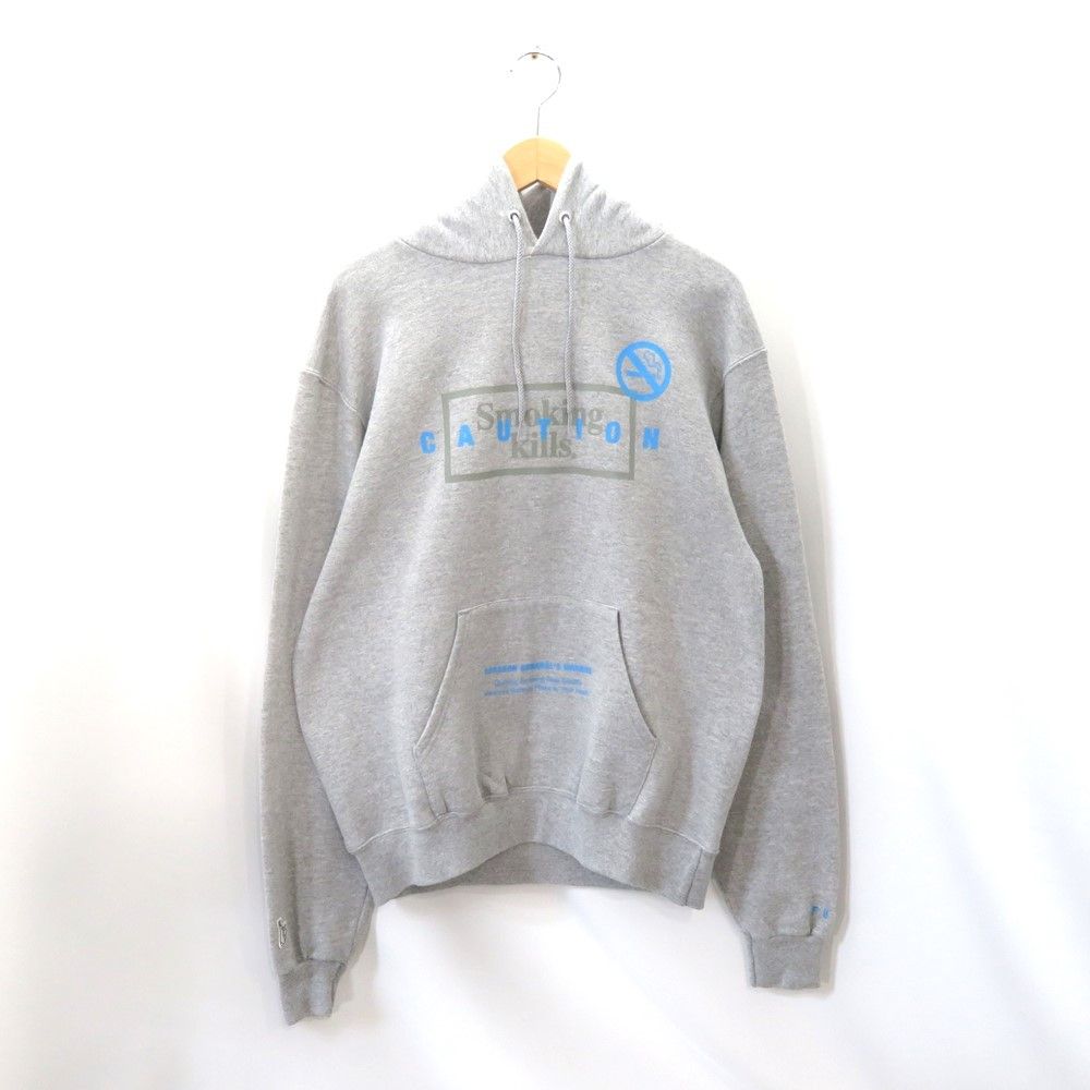 image of Fr2 Parkas Hoodie Sweatshirt Pullover Message Print Gray in Grey, Men's (Size Medium)